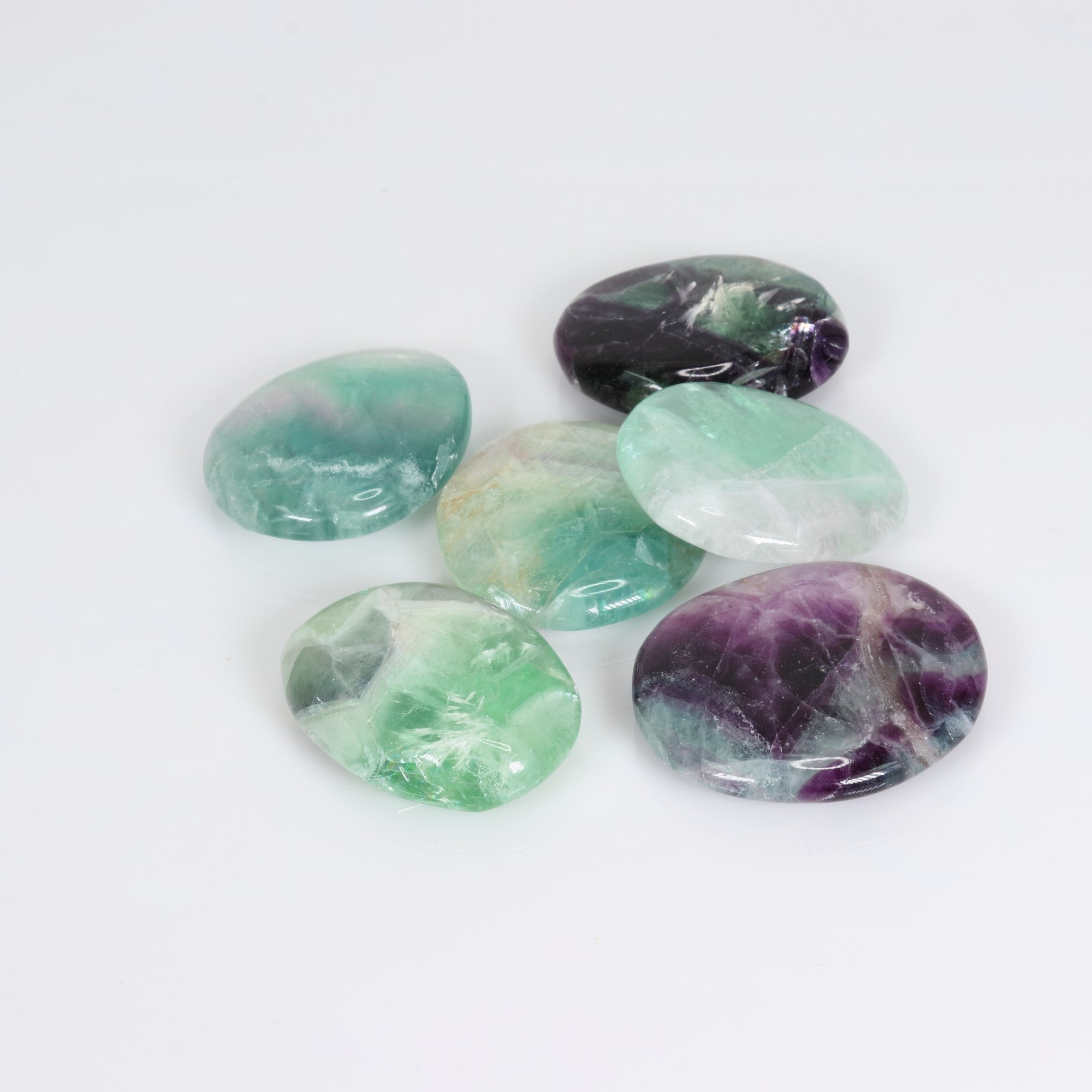 Fluorite Smooth Ovals, 50mm, 10 Pieces in a Pack, #008