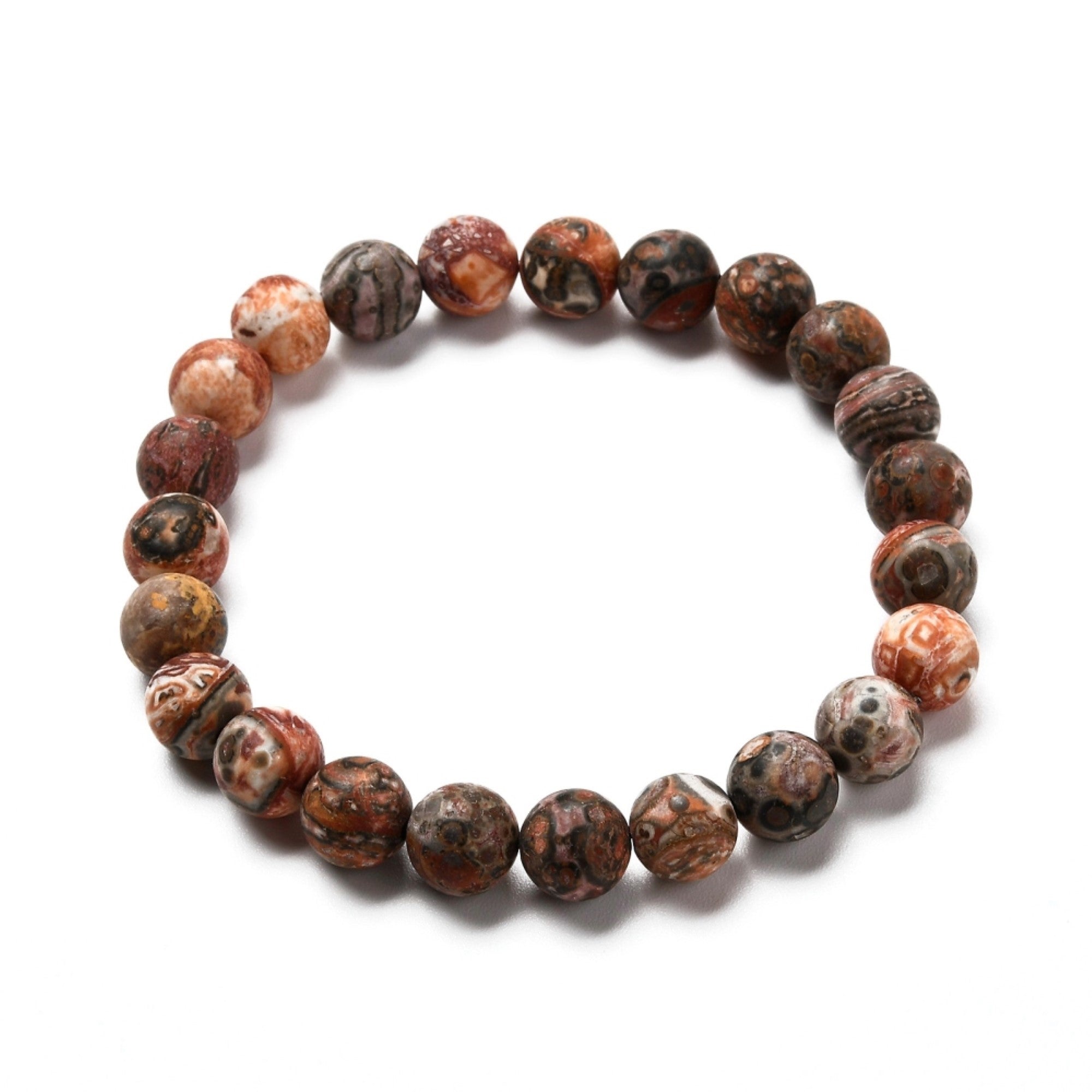 Jasper (Leopard Skin), Metal Free Bracelet, 8mm, 5 Pieces in a Pack