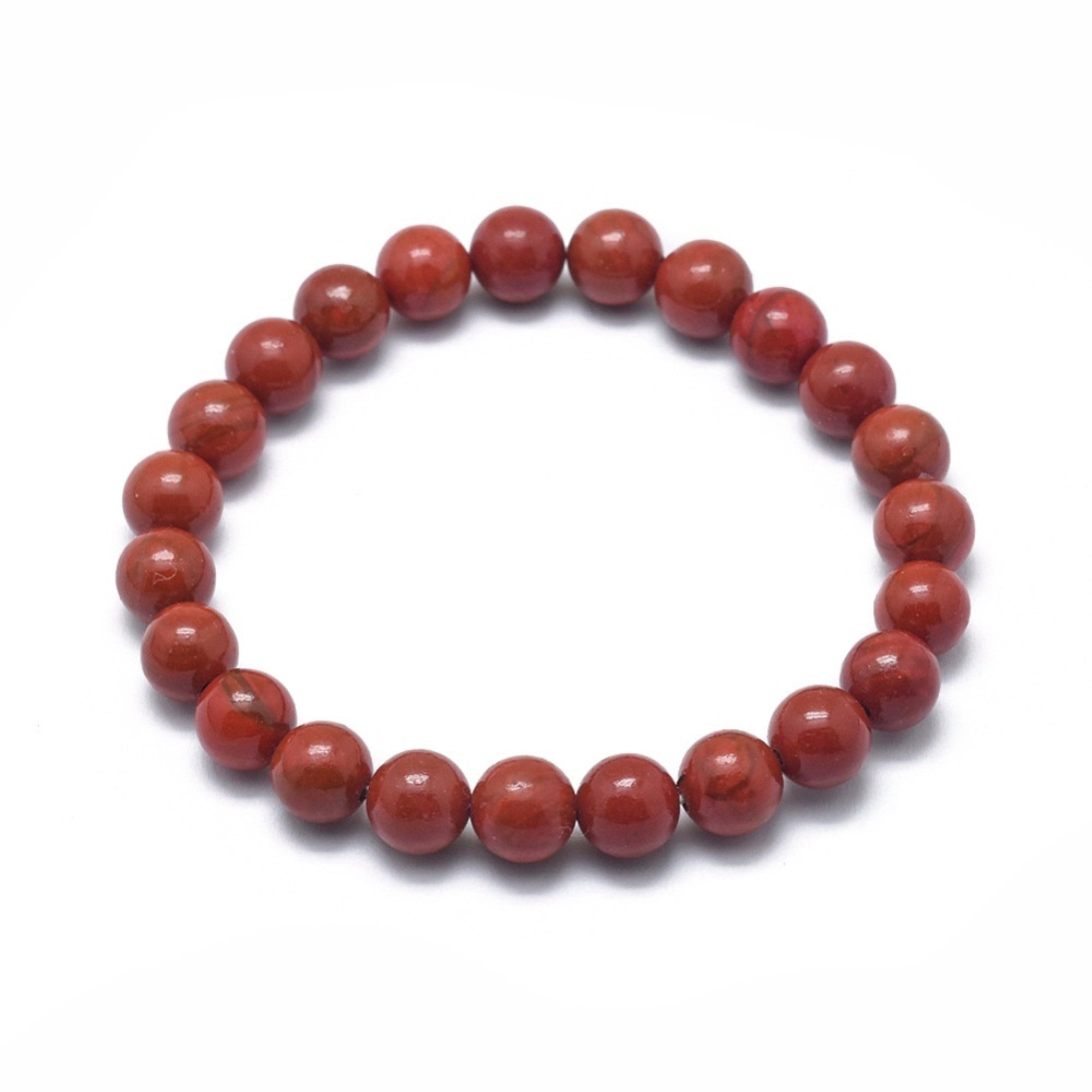 Natural Red Jasper Bracelet, No Metal, 8 mm, 5 Pieces in a Pack #193