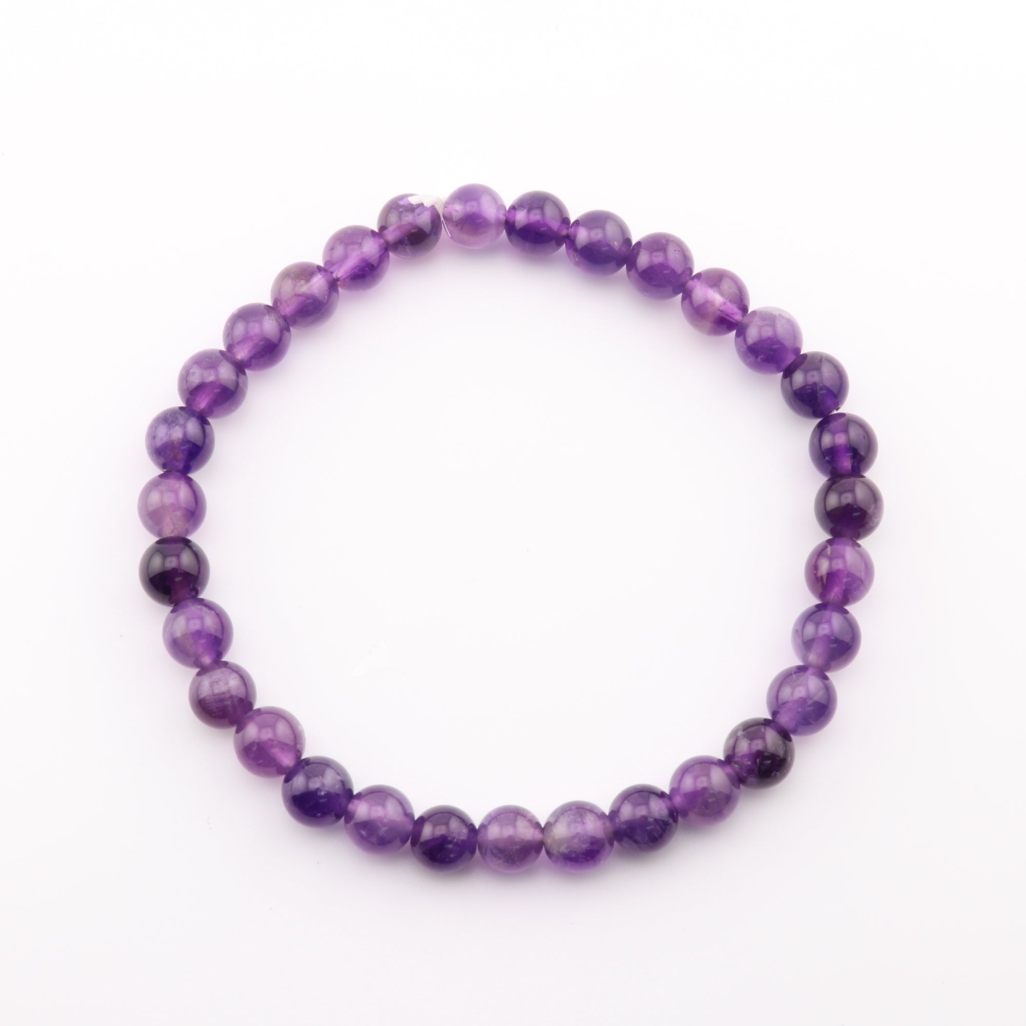 Natural Amethyst Bracelet, No Metal, 6mm, 5 Pieces in a Pack,  #218