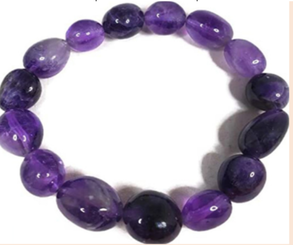 Natural Amethyst Bracelet, No Metal, 8 mm, 5 Pieces in a Pack #247