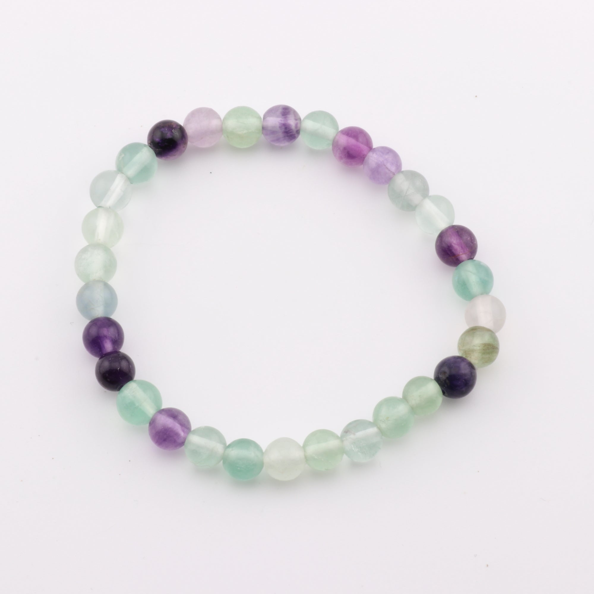 Natural Rainbow Fluorite Bracelet, No Metal, 6mm, 5 Pieces in a Pack, #199