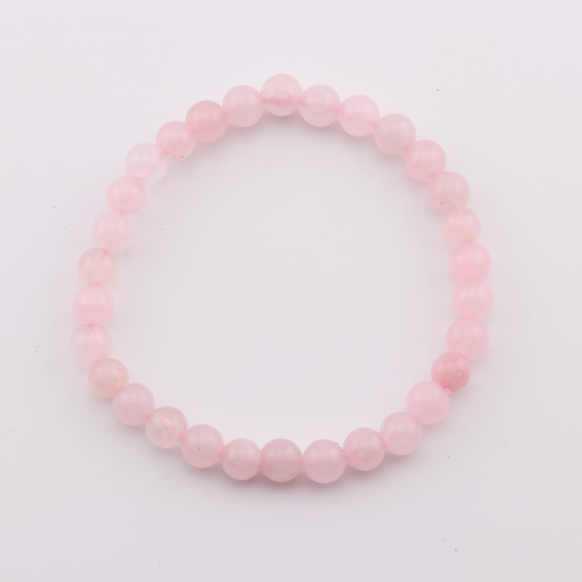 Natural Rose Quartz Bracelet, No Metal, 6 mm, 5 Pieces in a Pack,#201