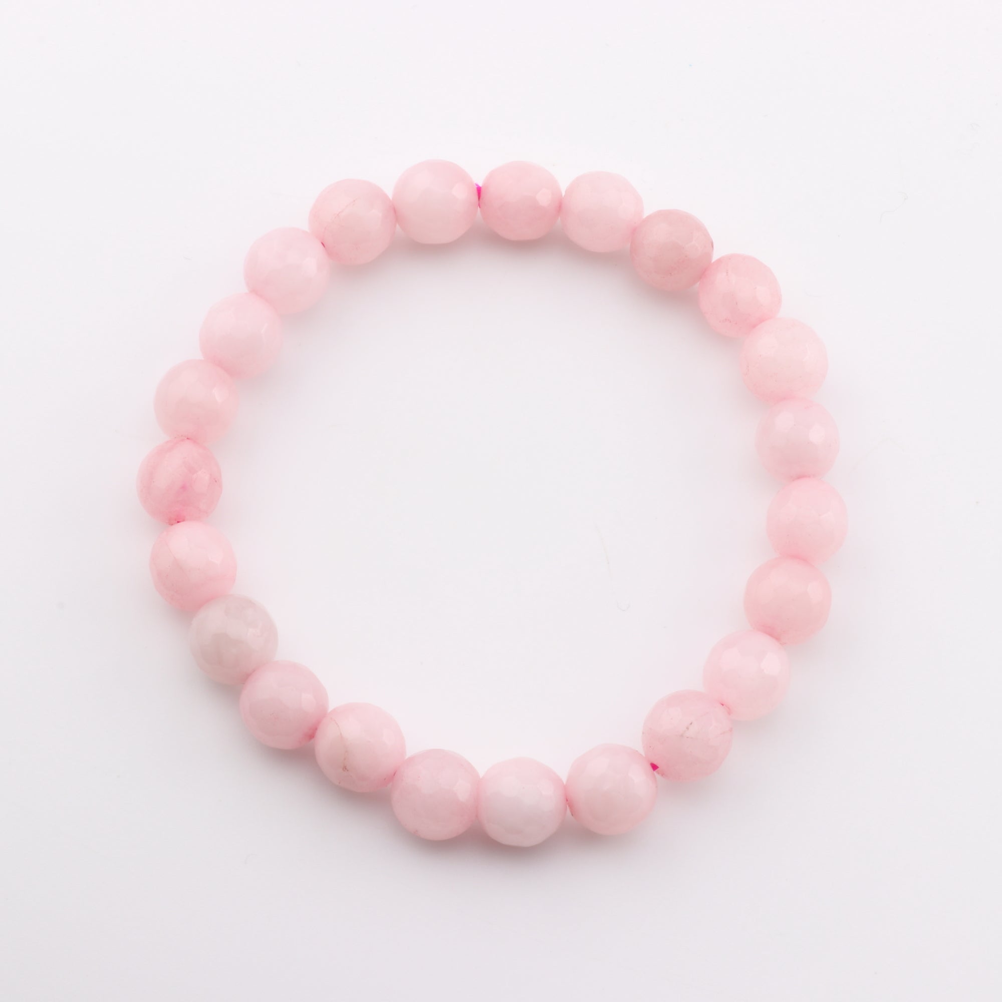 Natural Faceted Rose Quartz Bracelet, No Metal, 8mm, 5 Pieces in a Pack, #234