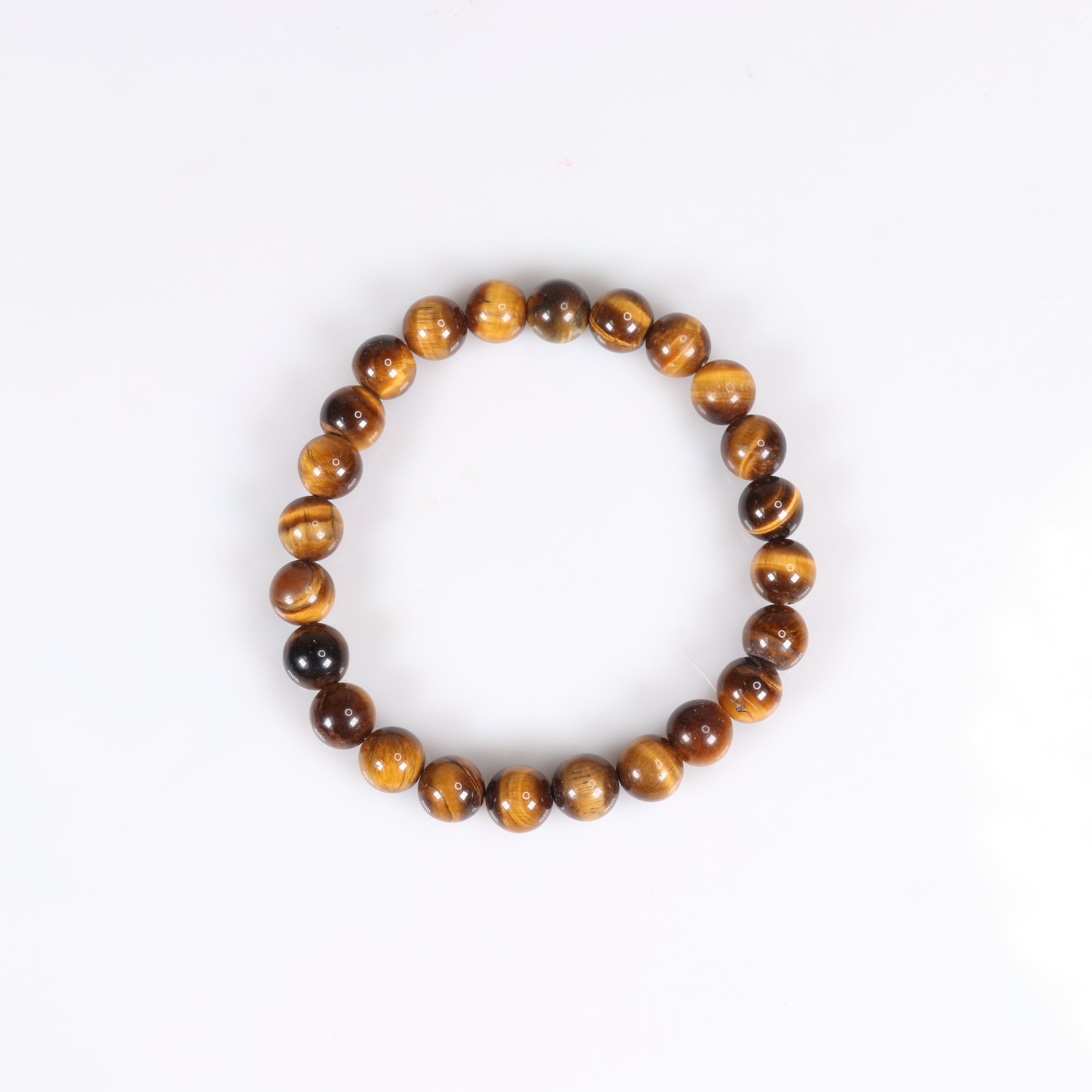 Natural Tiger Eye Bracelet, No Metal, 8 mm, 5 Pieces in a Pack, #006