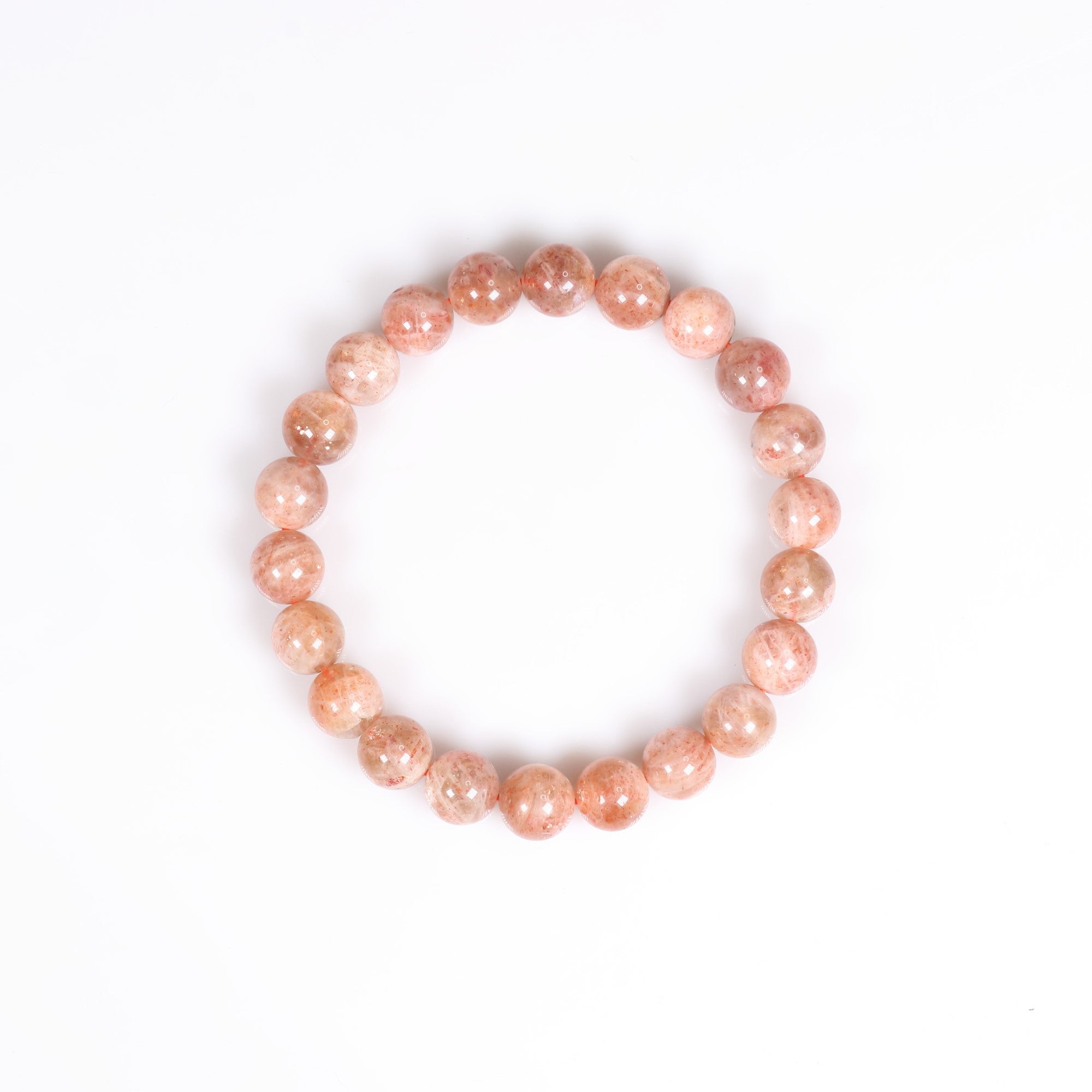 Moonstone (Peach), Metal Free Bracelet, 8mm, 1 Piece in a Pack