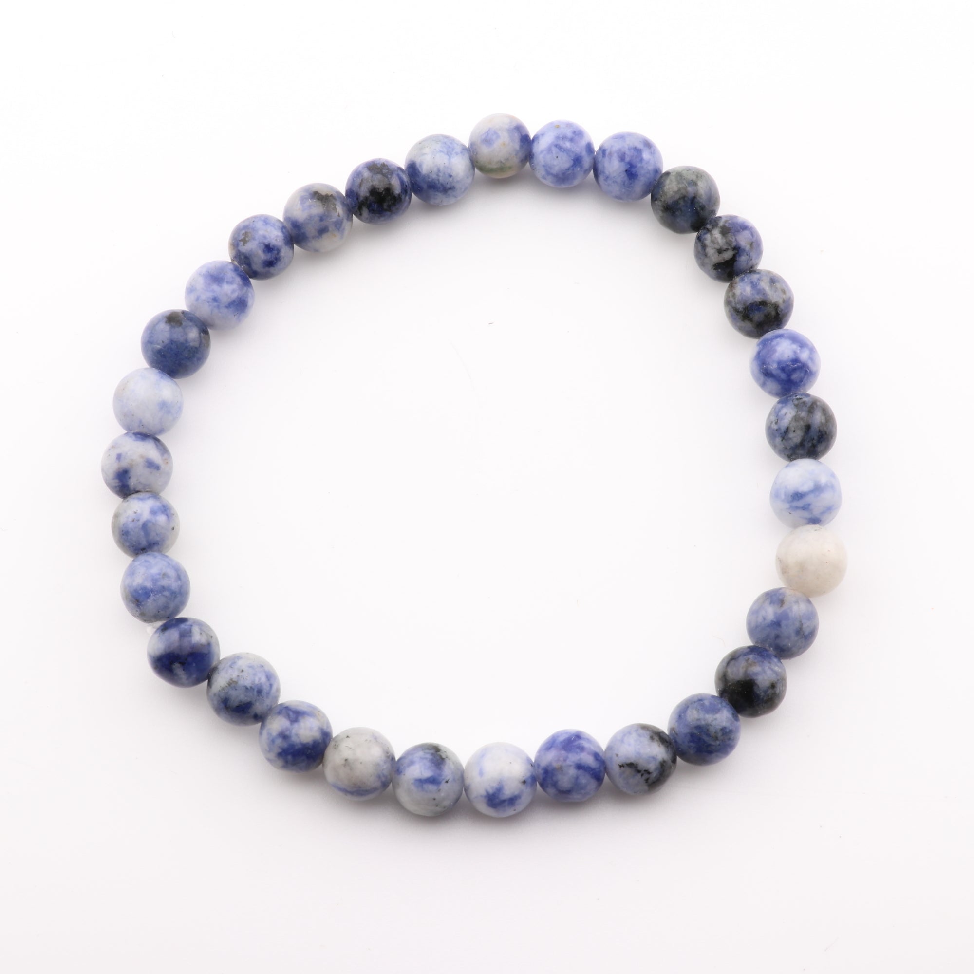 Natural Blue Spot Jasper Bracelet, No Metal, 6 mm, 5 Pieces in a Pack, #225