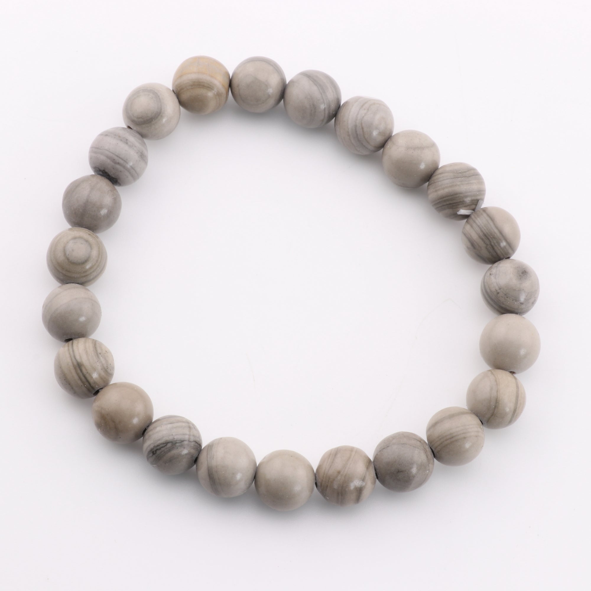 Silver Line Jasper Bracelet, No Metal, 8 mm, 5 Pieces in a Pack #279