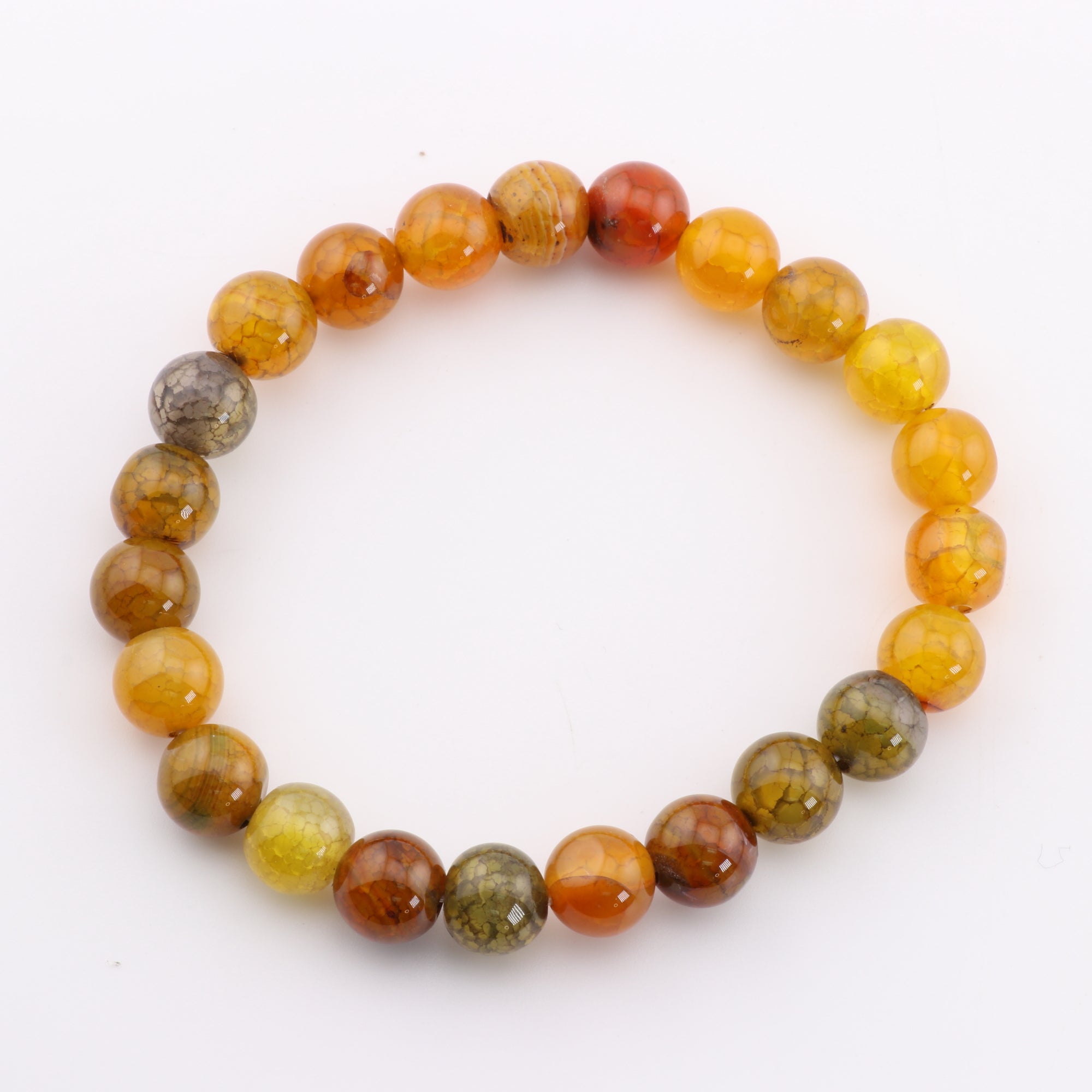 Dragon Veins Agate Bracelet, Yellow, No Metal, 8mm, 5 Pieces in a Pack #285