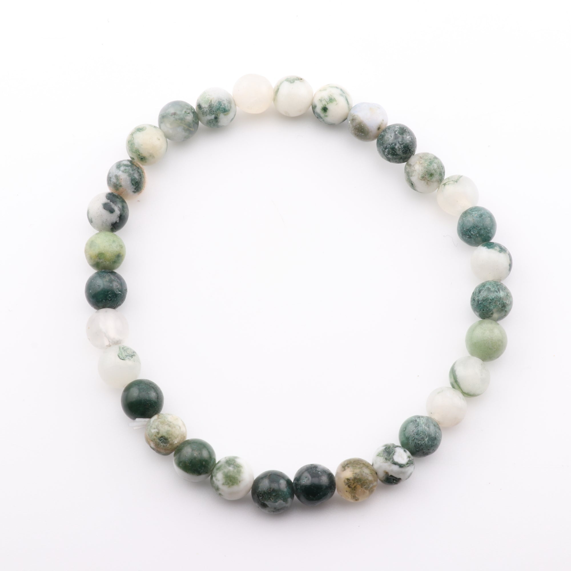 Natural Tree Agate Bracelet, No Metal, 6mm, 5 Pieces in a Pack, #223