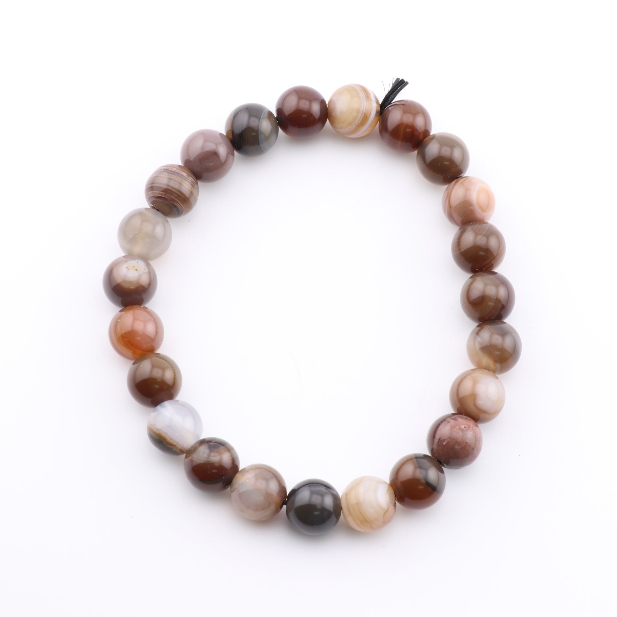 Brown Stripe Agate Standard Bracelet, No Metal, Dyed, 8mm, 5 Pieces in a Pack #293