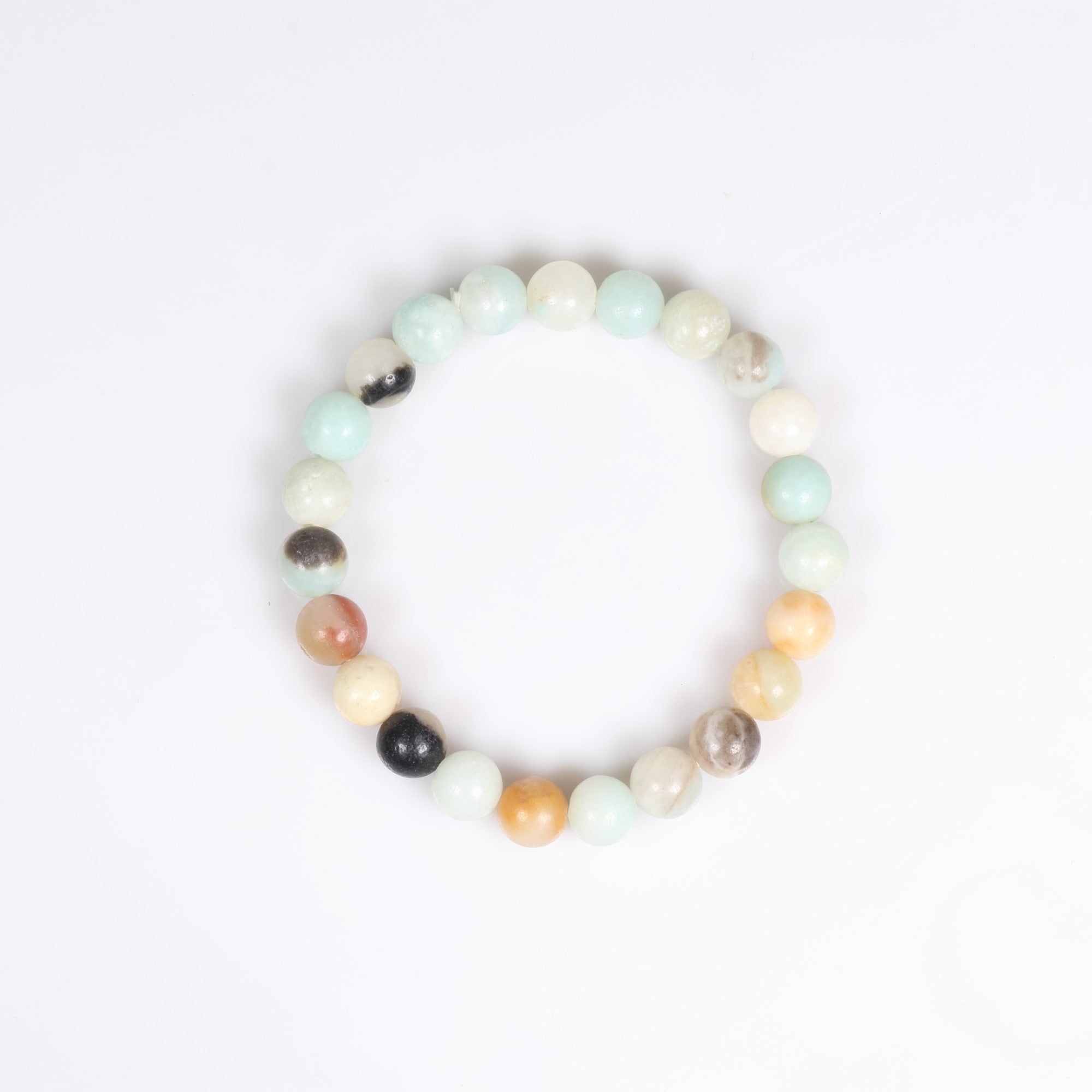 Natural Amazonite Bracelet, No Metal, 8 mm, 5 Pieces in a Pack, #032