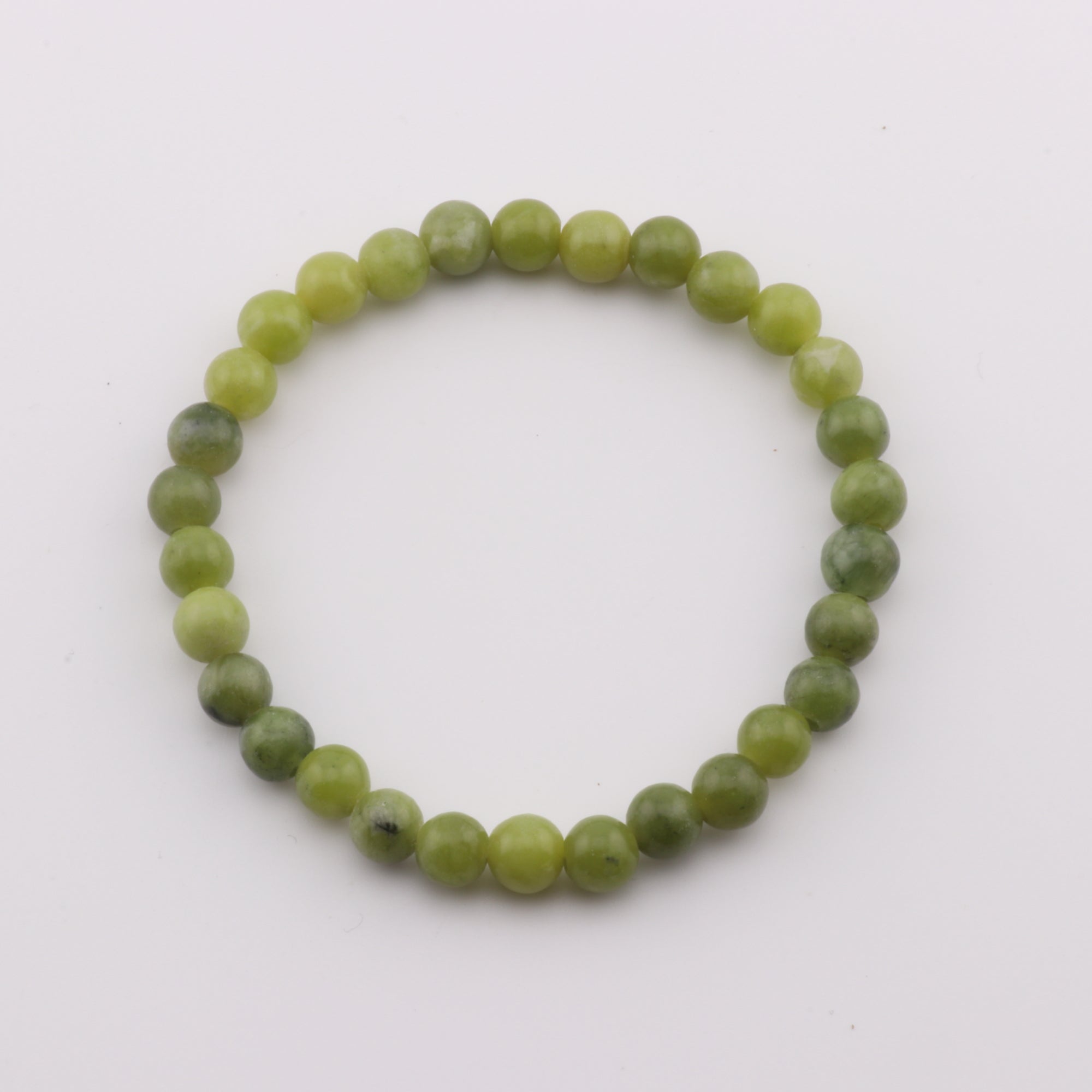 Natural New Mountain Jade Bracelet, 6mm, No Metal, 6mm, 5 Pieces in a Pack, #204