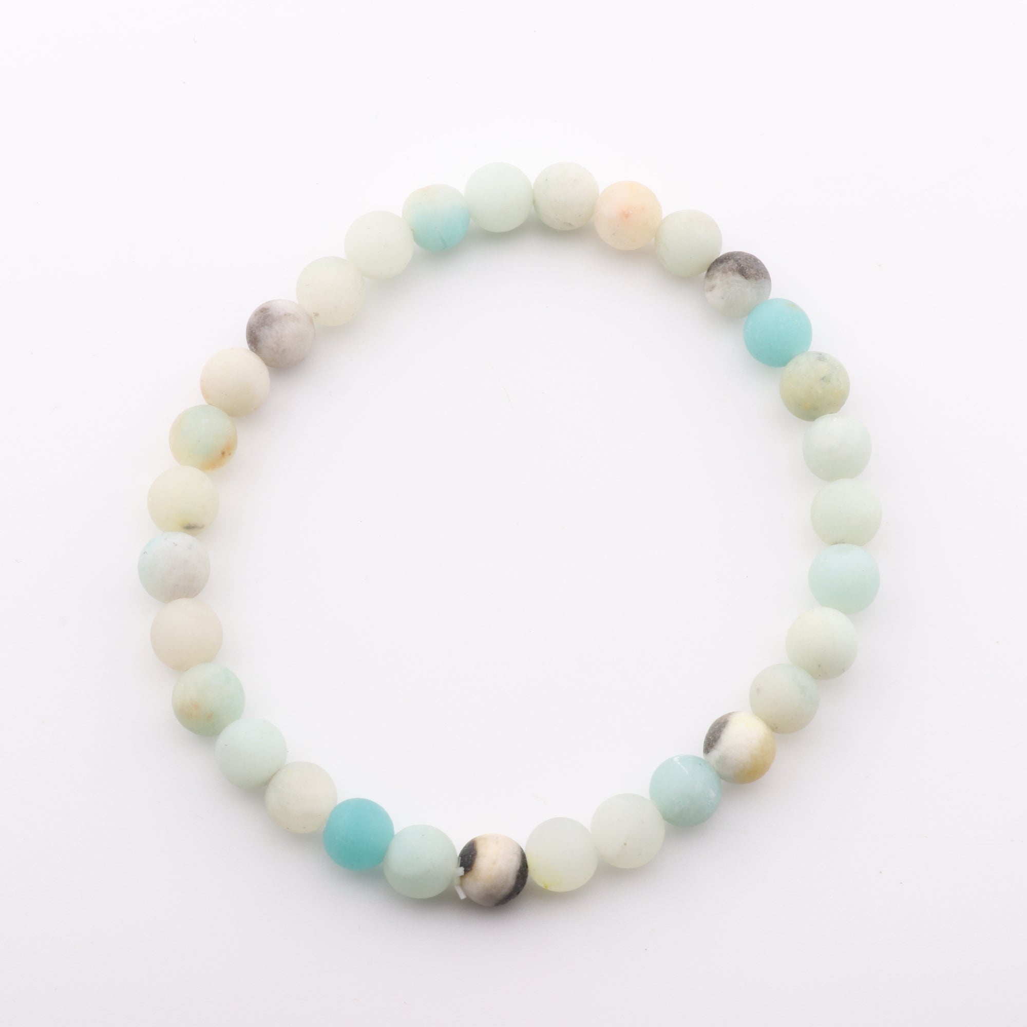 Natural Frosted Amazonite Bracelet, No Metal, 6mm, 5 Pieces in a Pack, #226