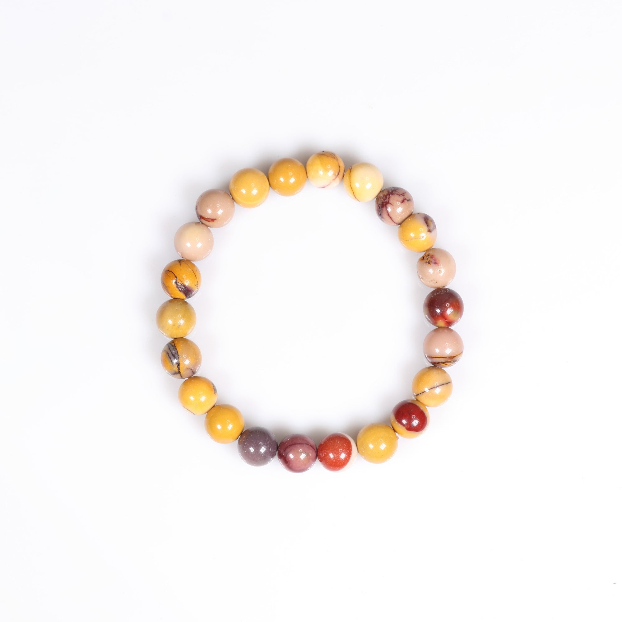 Natural Mookaite Bracelet, No Metal, 8 mm, 5 Pieces in a Pack, #053