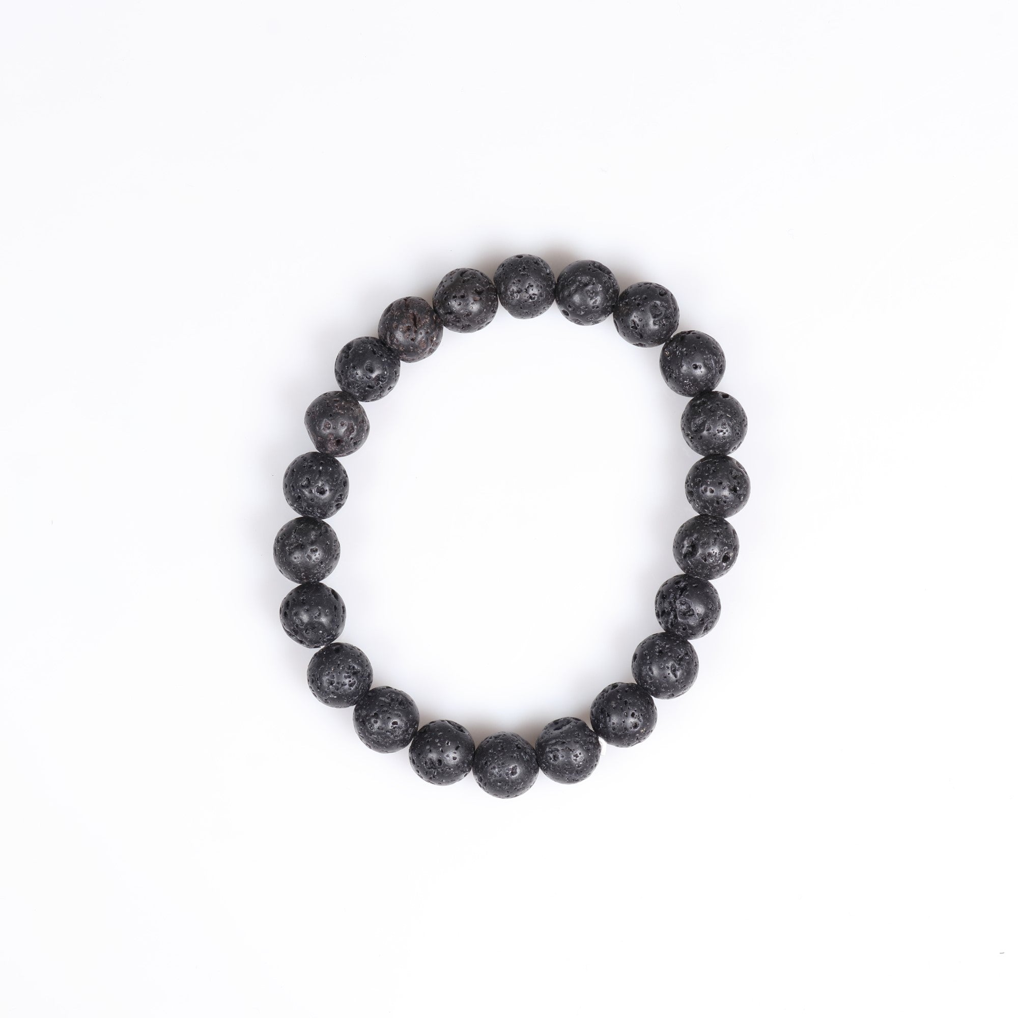 Natural Lava Stone Bracelet, No Metal, 8 mm, 5 Pieces in a Pack, #065