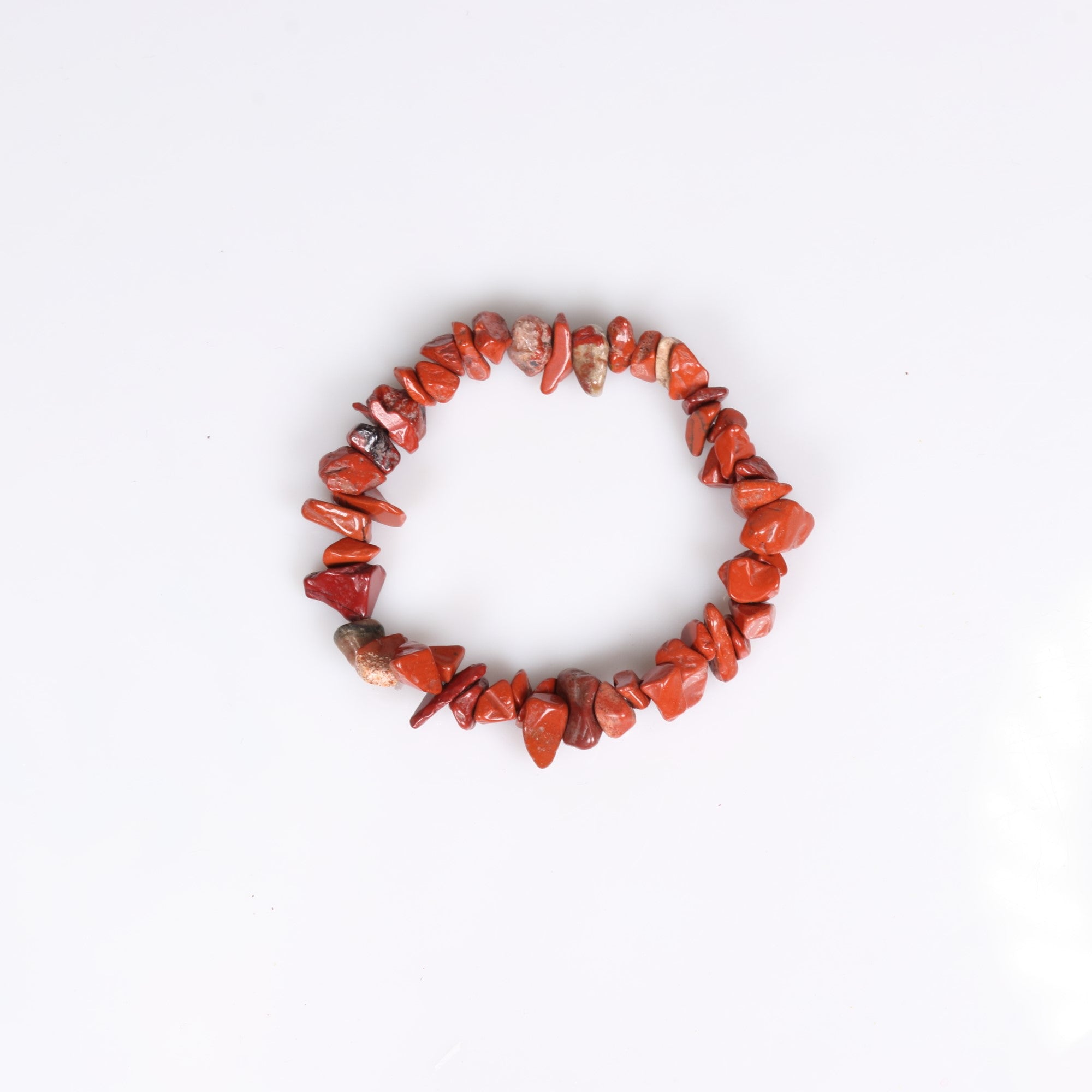 Natural Red Jasper Chip Stone Bracelet, No Metal, 5 Pieces in a Pack, #040