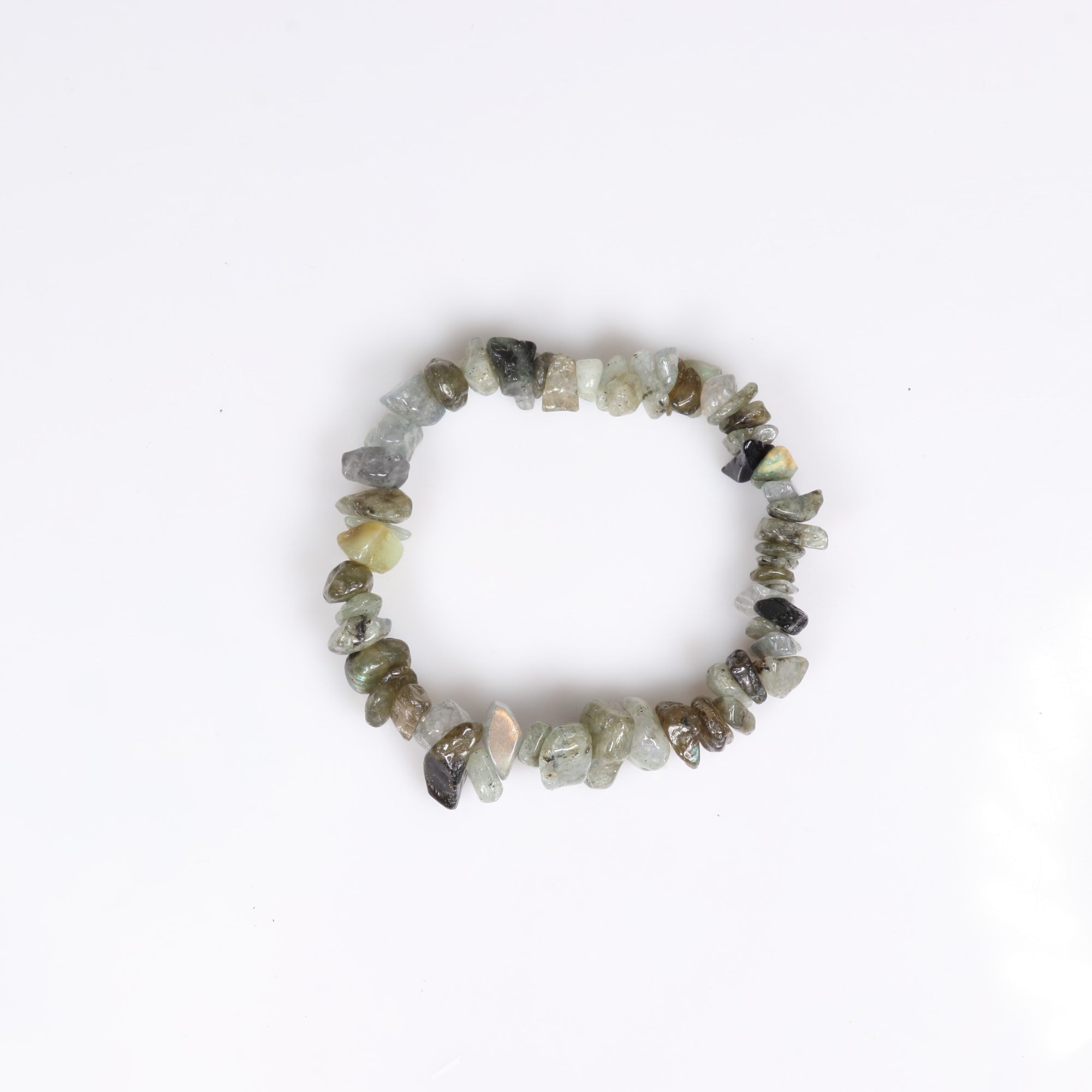 Natural Labradorite Chip Stone Bracelet, No Metal, 5 Pieces in a Pack, #037