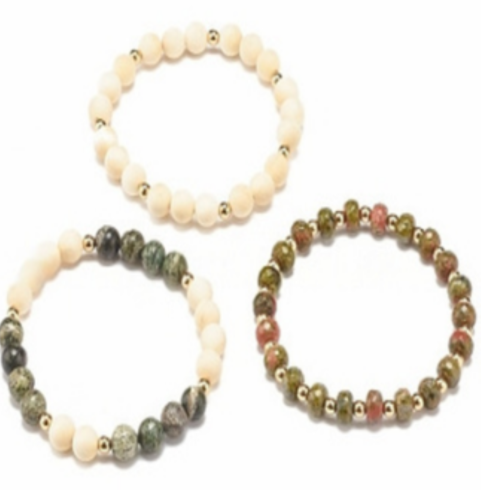 Unakite & Jasper Bracelet, 8mm, 5 Pieces in a Pack #518