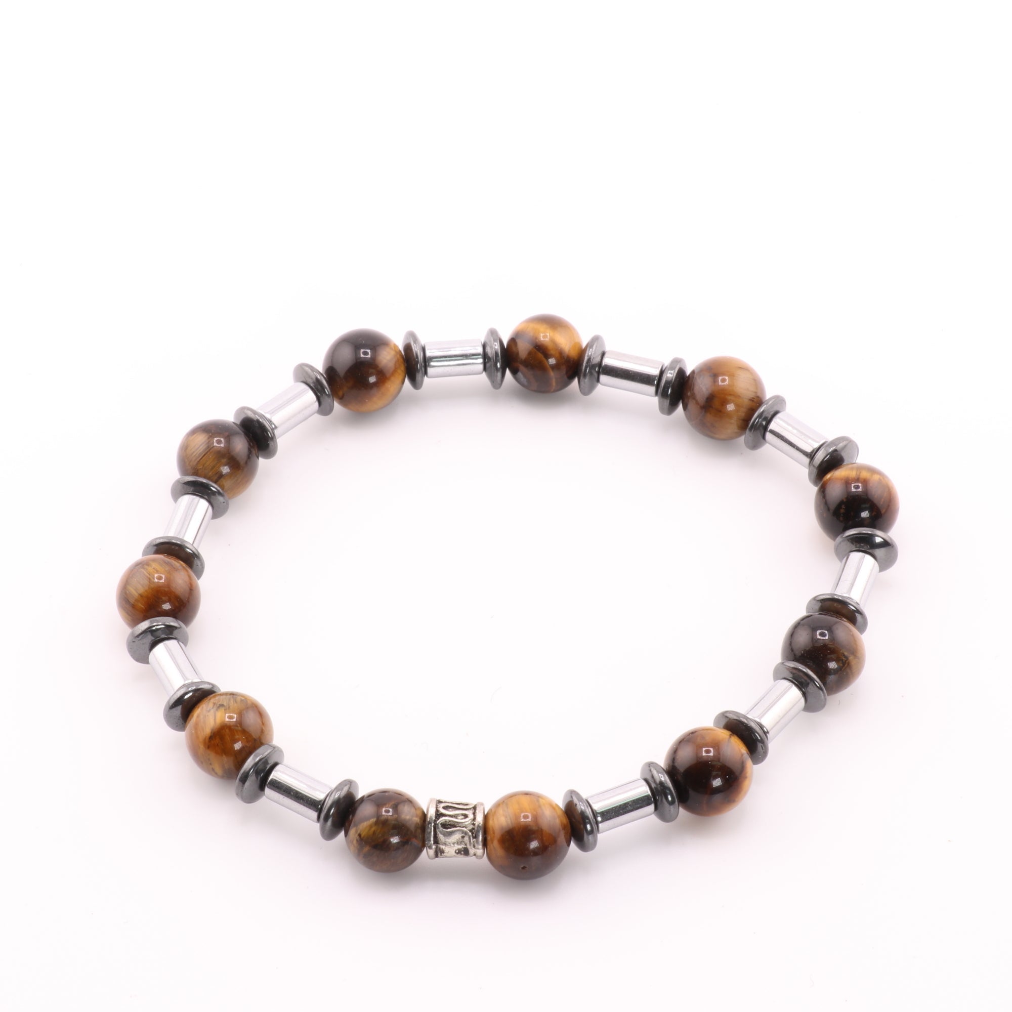 Tiger Eye & Hematite Bracelet, 8mm, 5 Pieces in a Pack