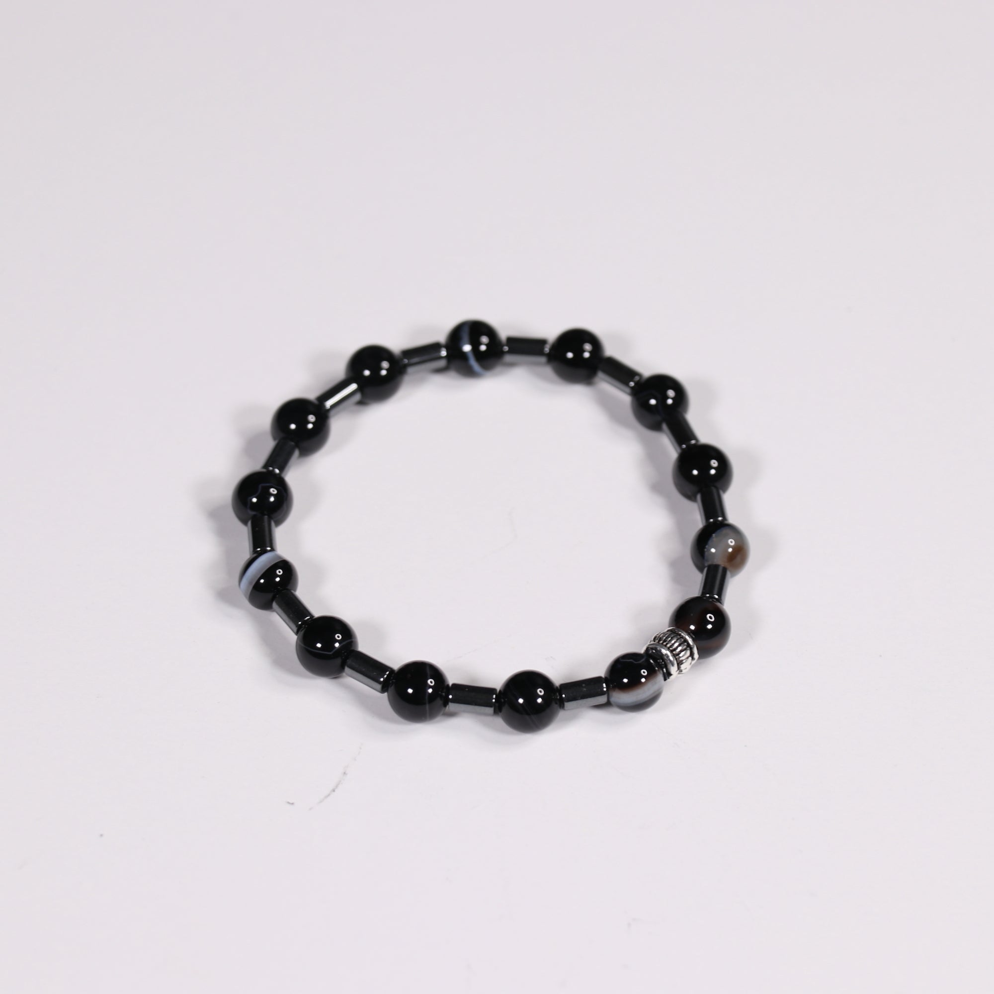 Black Agate & Hematite Bracelet, 8mm, 5 Pieces in a Pack