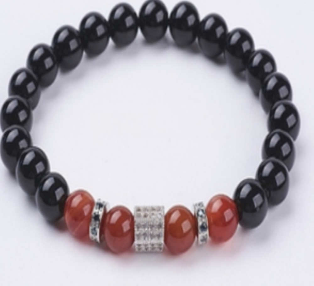 Carnelian & Onyx Bracelet, 8mm, 5 Pieces in a Pack