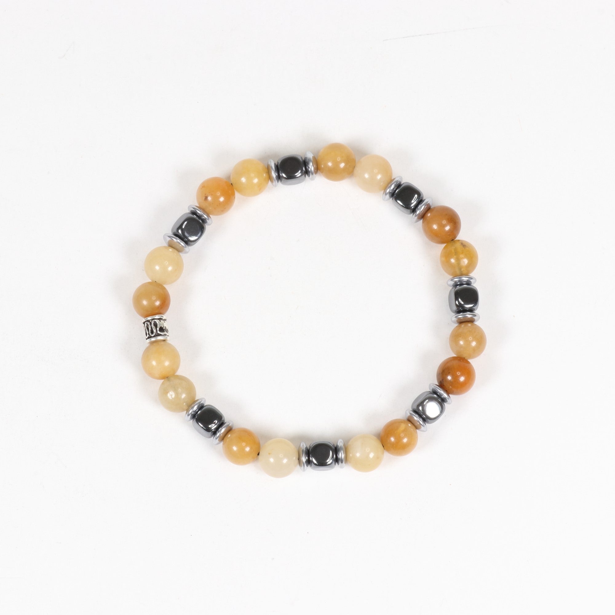 Topaz Jade with Hematite Bracelet 8mm, 5 Pieces in a Pack, #005