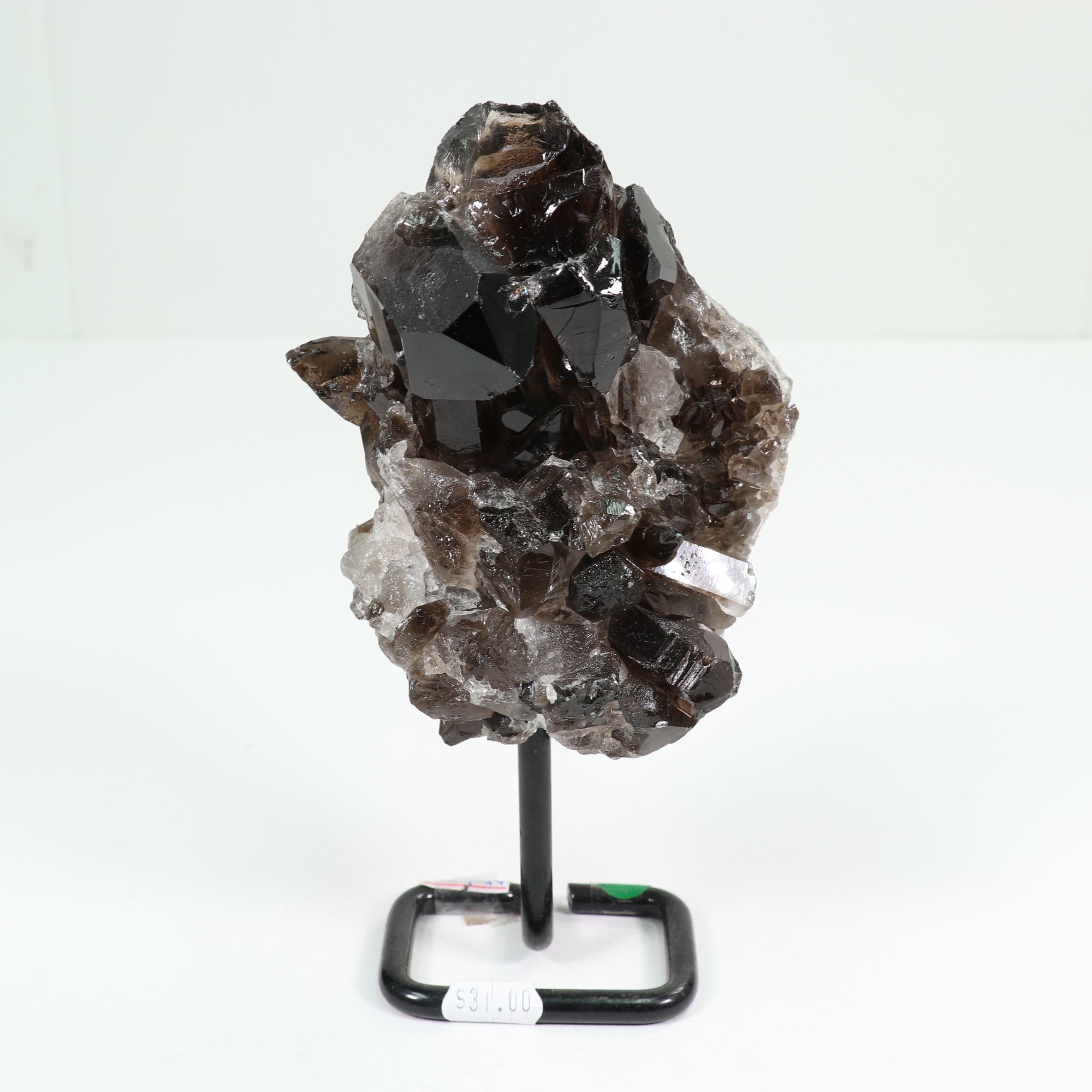 Natural Smoky Quartz Cluster on Metal Stand, 750-1000 Gr, #003