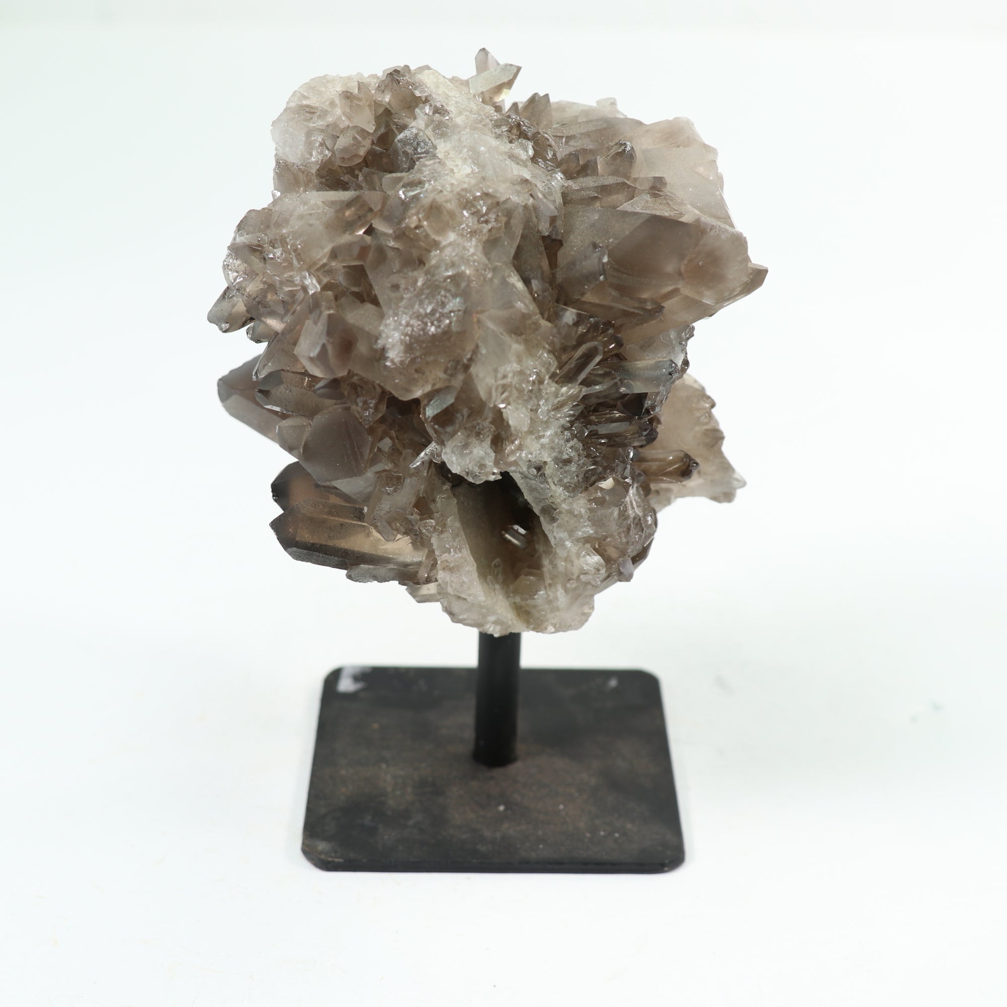 Natural Smoky Quartz Cluster on Metal Stand, 1000-1500 Gr, #004