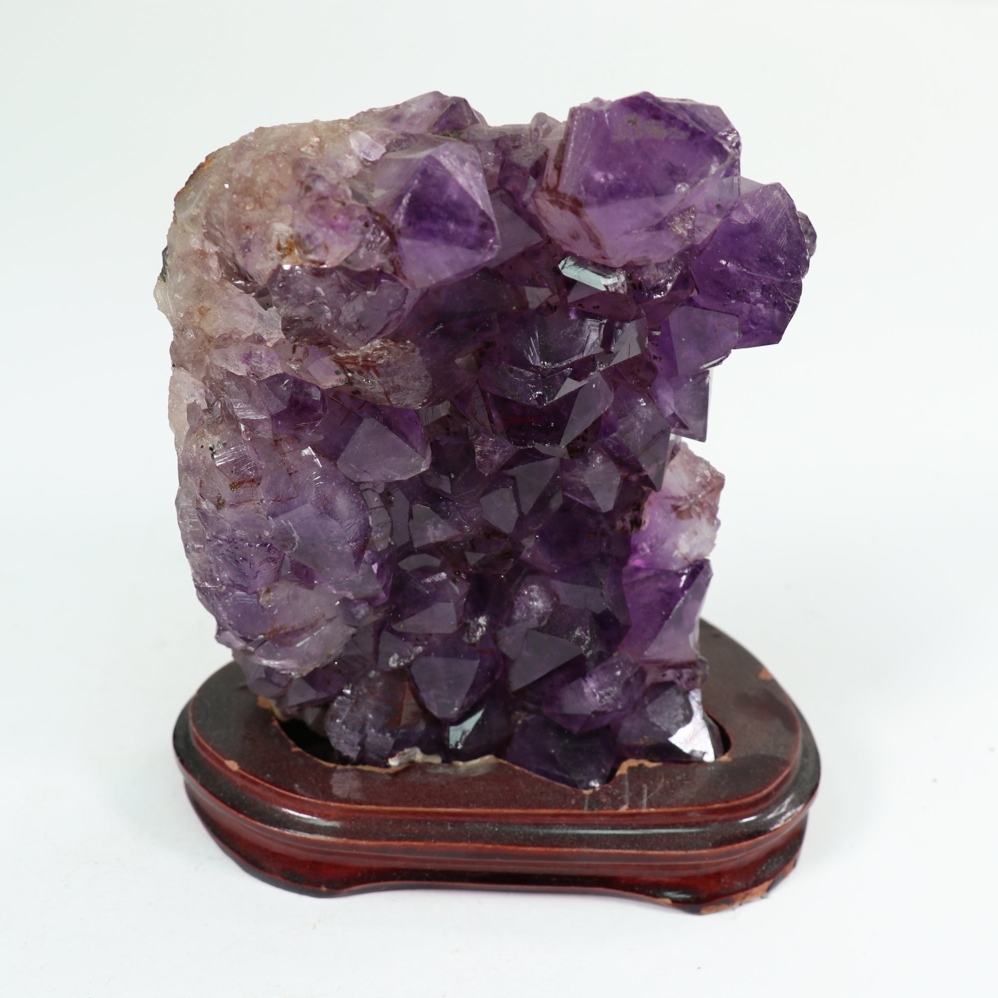 Amethyst Cluster Natural Form on Wood Stand, 1 Piece, 1000-1500 Gr, #002