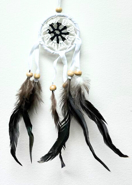 Mini Crochet Dream Catcher, with Drak Feathers, 5 Pieces in a Pack #SM12