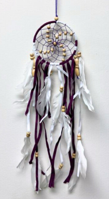 Dream Catcher, with Feathers and Wood Beads, 5 Pieces in a Pack #SM2FDB