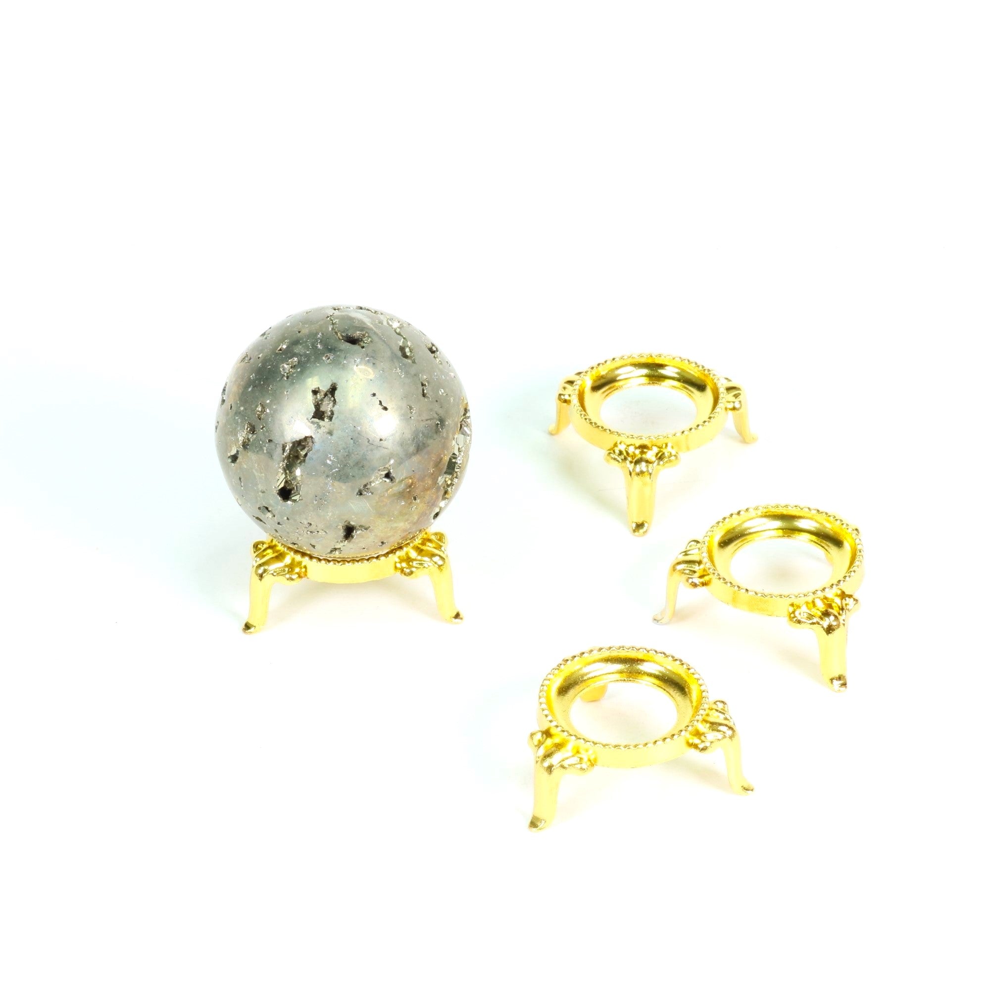 1" Metal Display Stand for Sphere and Egg Shaped Items, Gold, 25 Pieces in a Pack