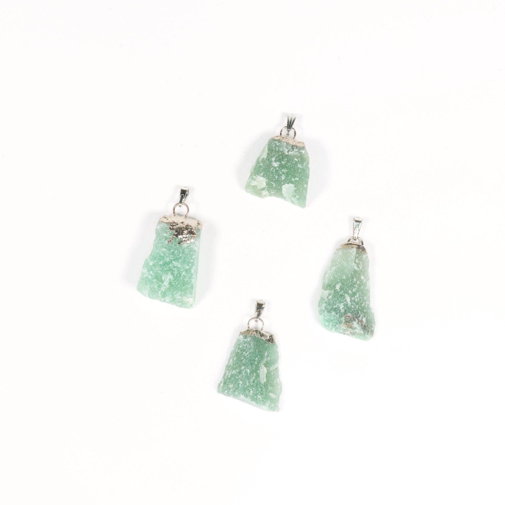 Green Aventurine Raw Pendants, 5 Pieces in a Pack, #030