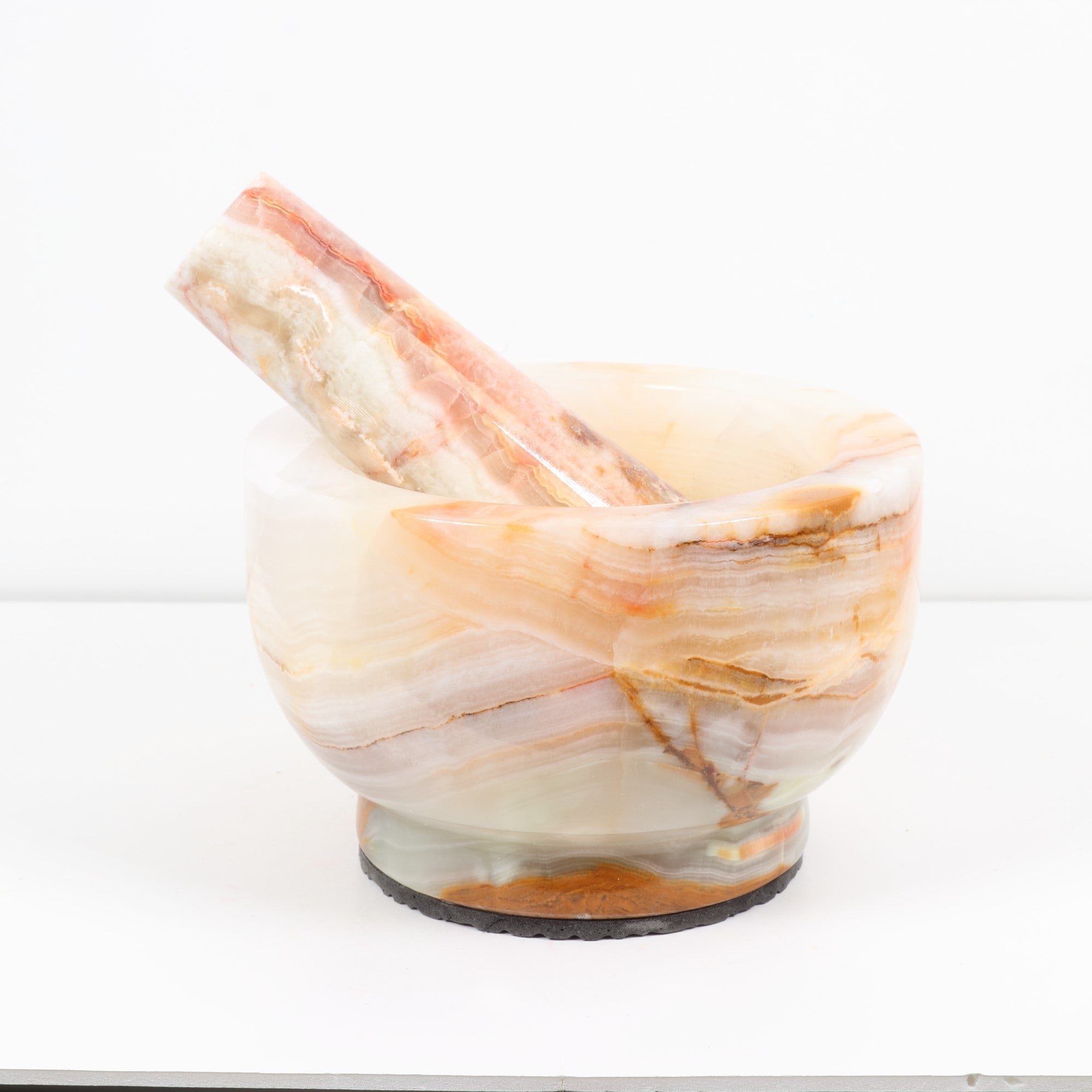 Yellow Onyx Mortar&Pestle, Large Size, 6" Inch