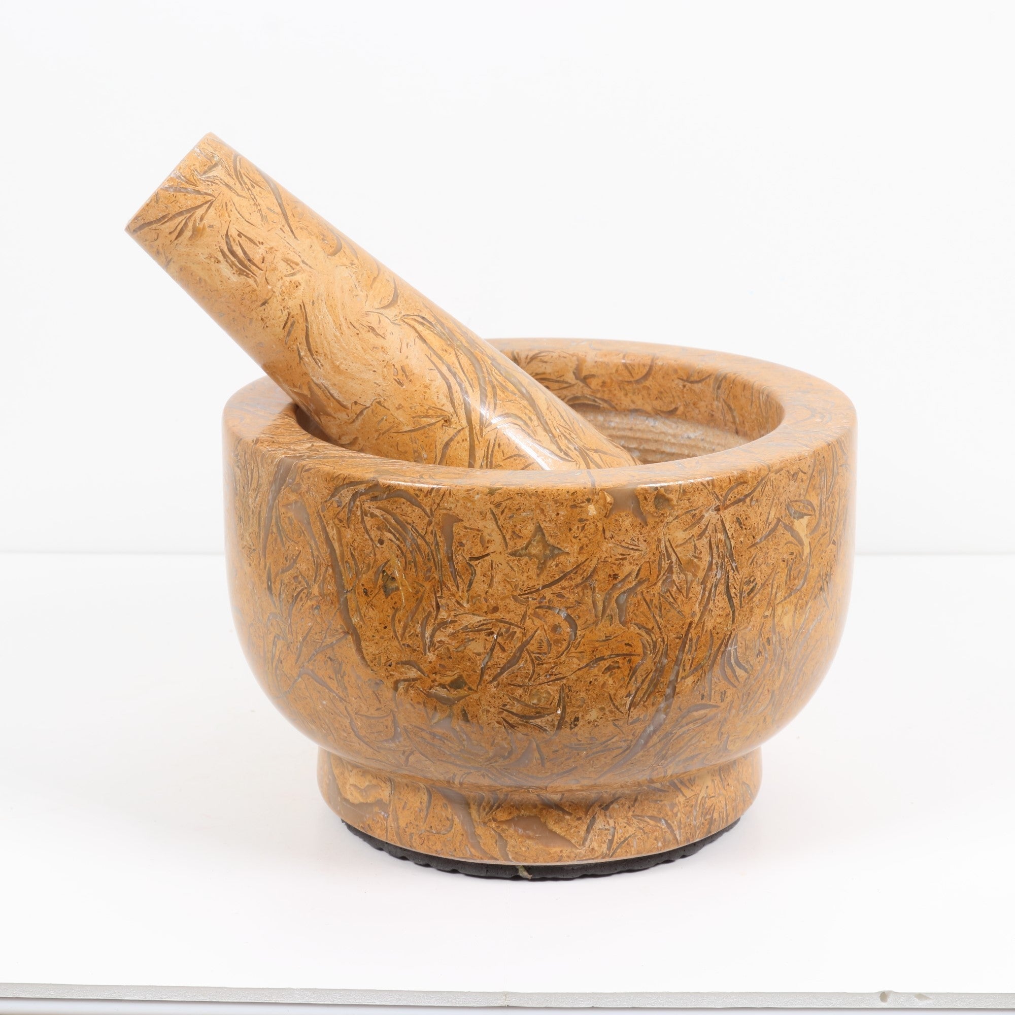 Gold Fossil Mortar&Pestle, Large Size, 6" Inch