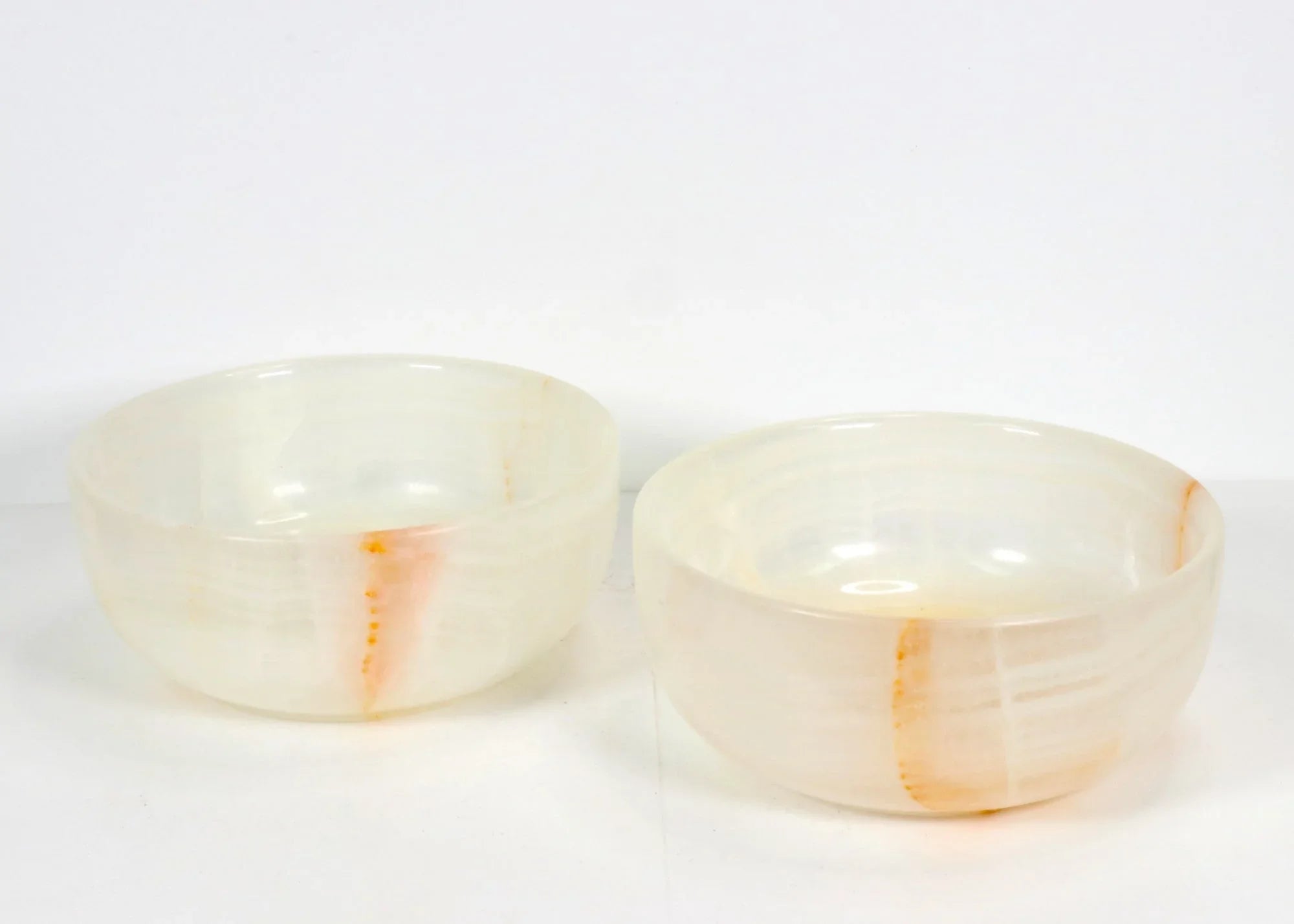 Calcite Bowl, Hand Carved, 3" x 6" Inch, 3 Pieces in Pack, #008