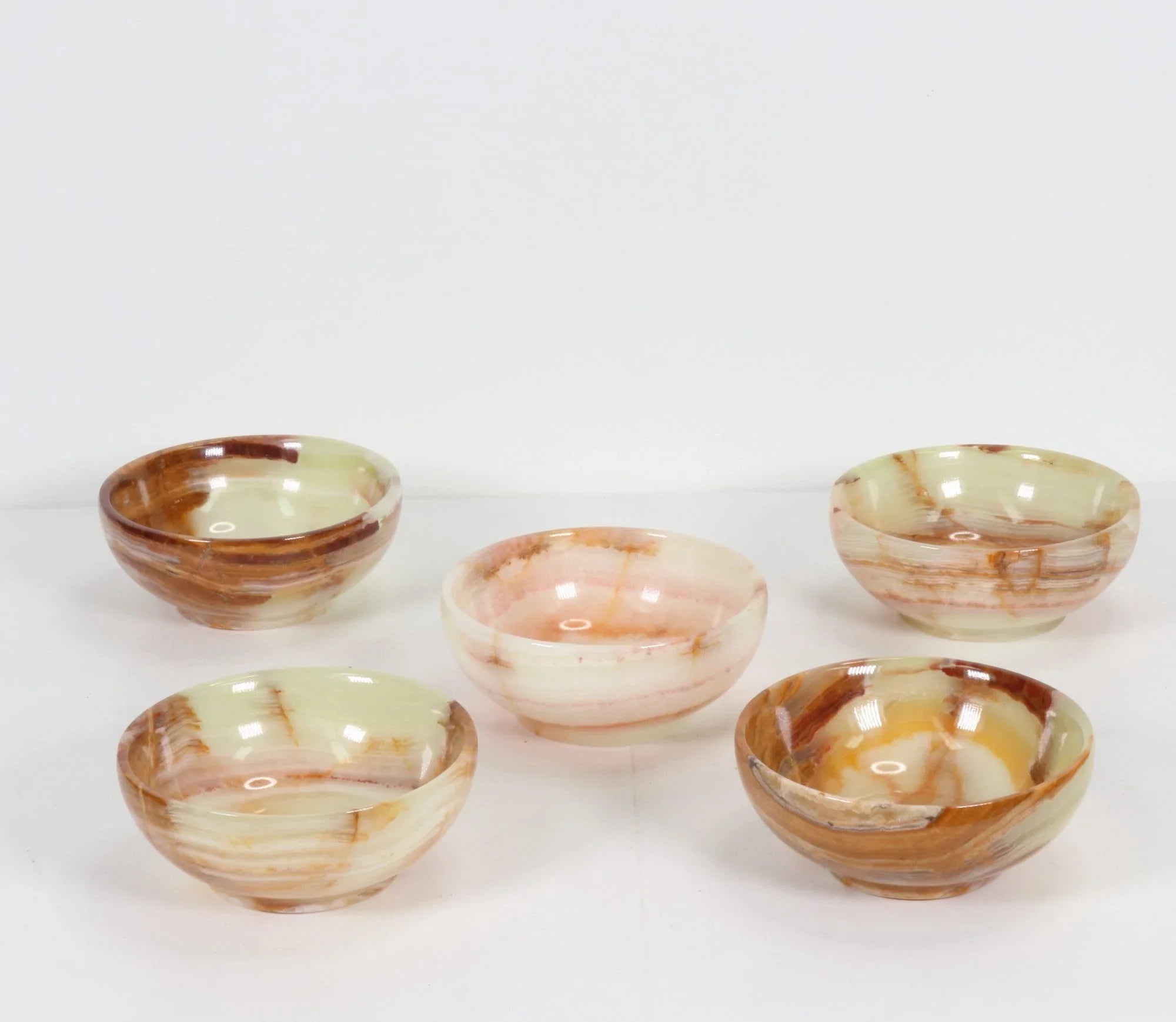 Green Onyx Bowl, Hand Carved, 2" x 5" Inch, 10 Pieces in a Pack, #003