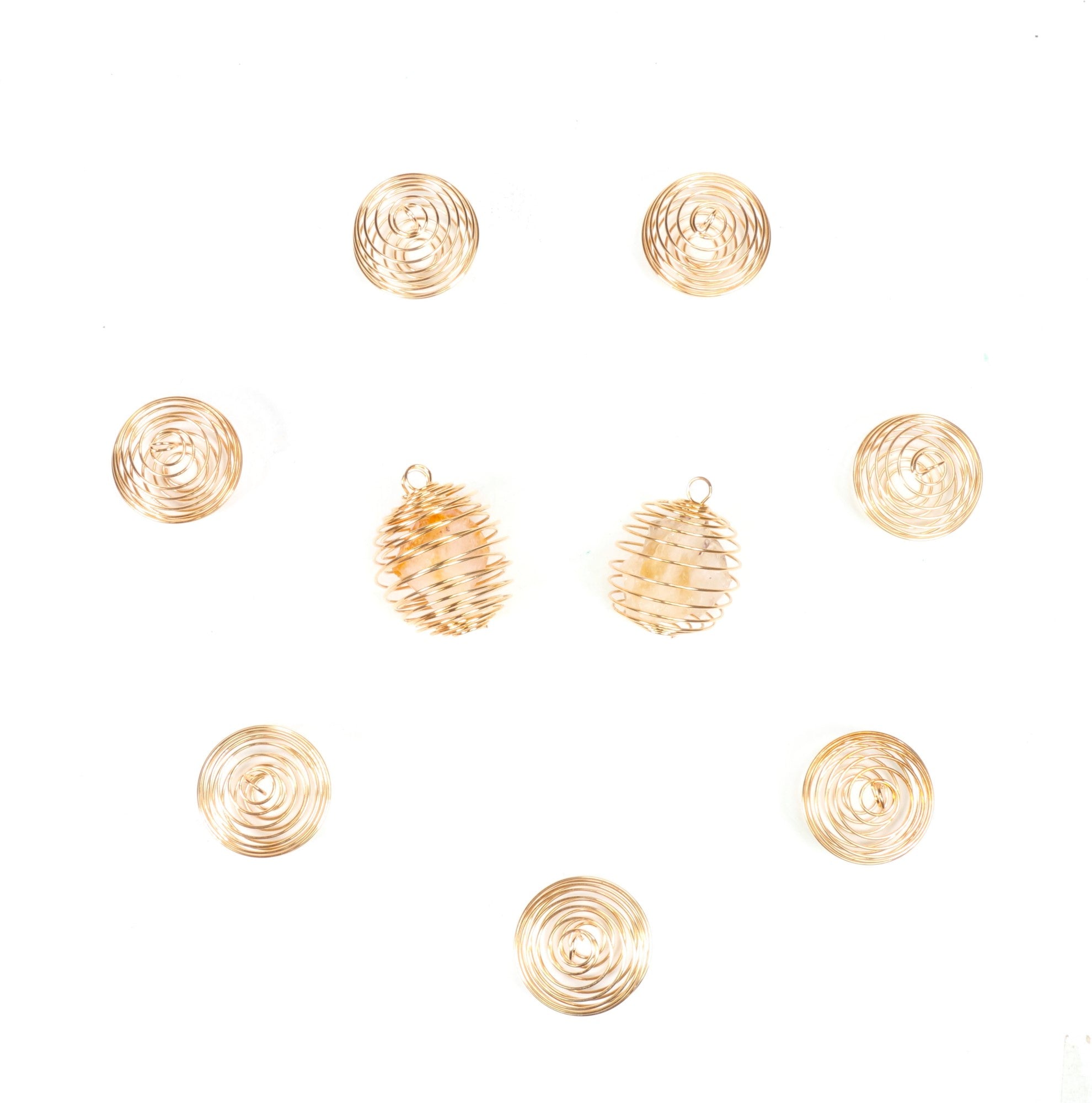 Gold Tone Spiral Wire Cage Pendants, 5 Pieces in a Pack
