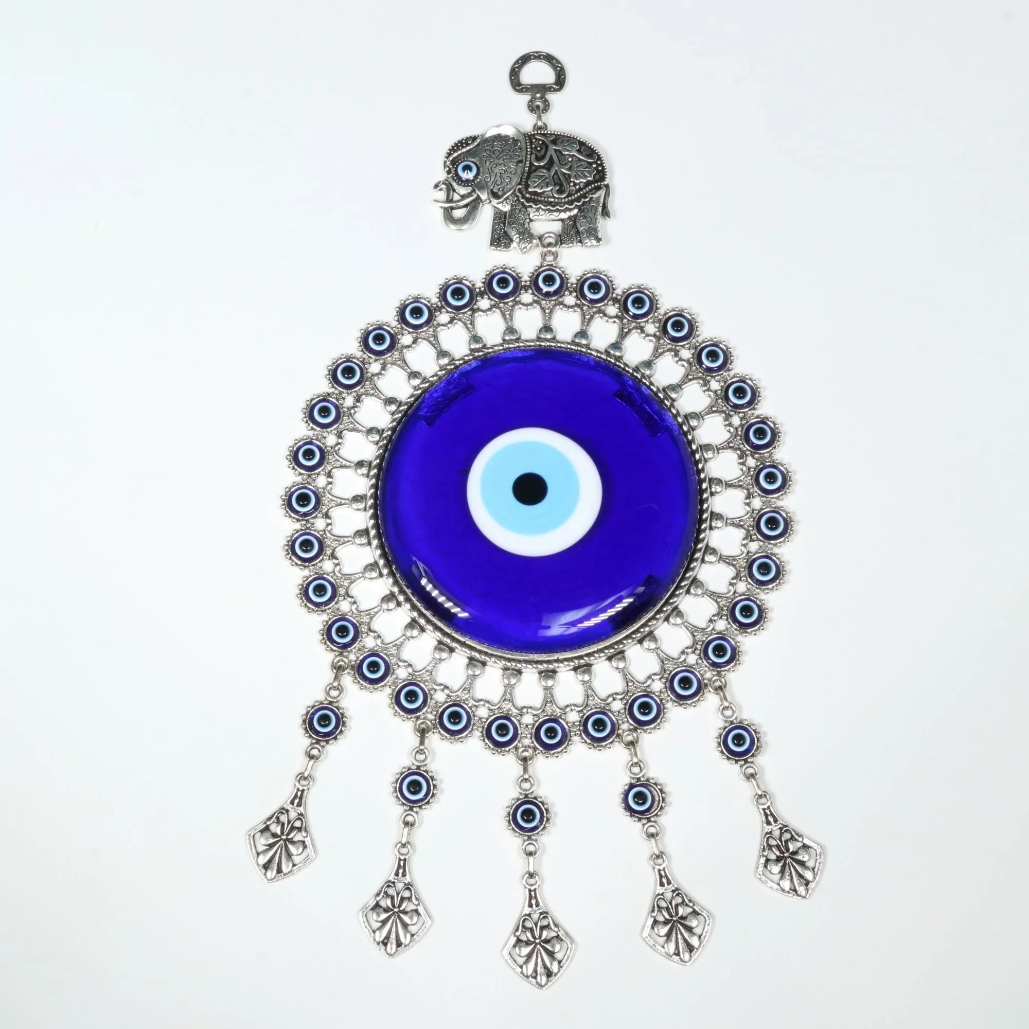 Authentic Evil Eye Wall Décor with Elephant Figure, ZAMAK, 12" Inch, #833