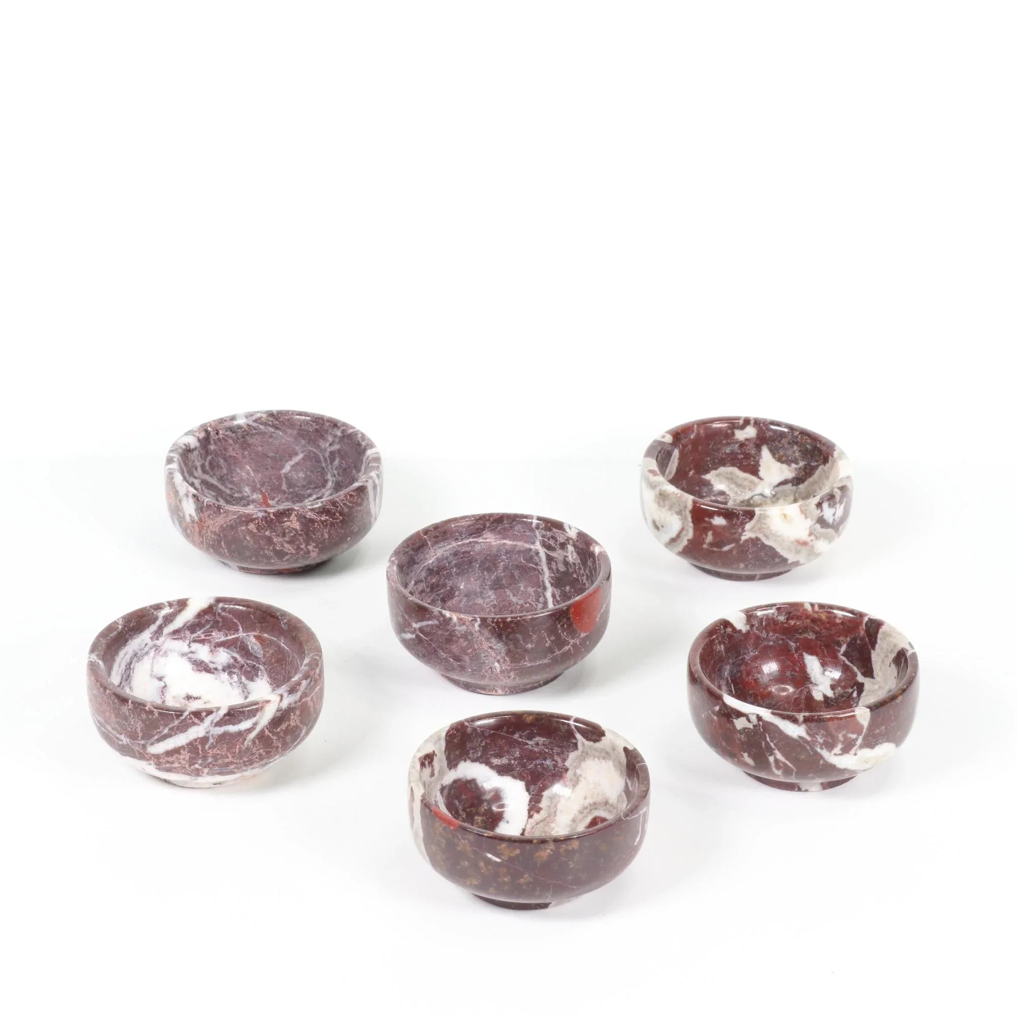 Red Zebra Jasper Bowl, Hand Carved,1" x 2" Inch, 6 Pieces in a Pack, #007