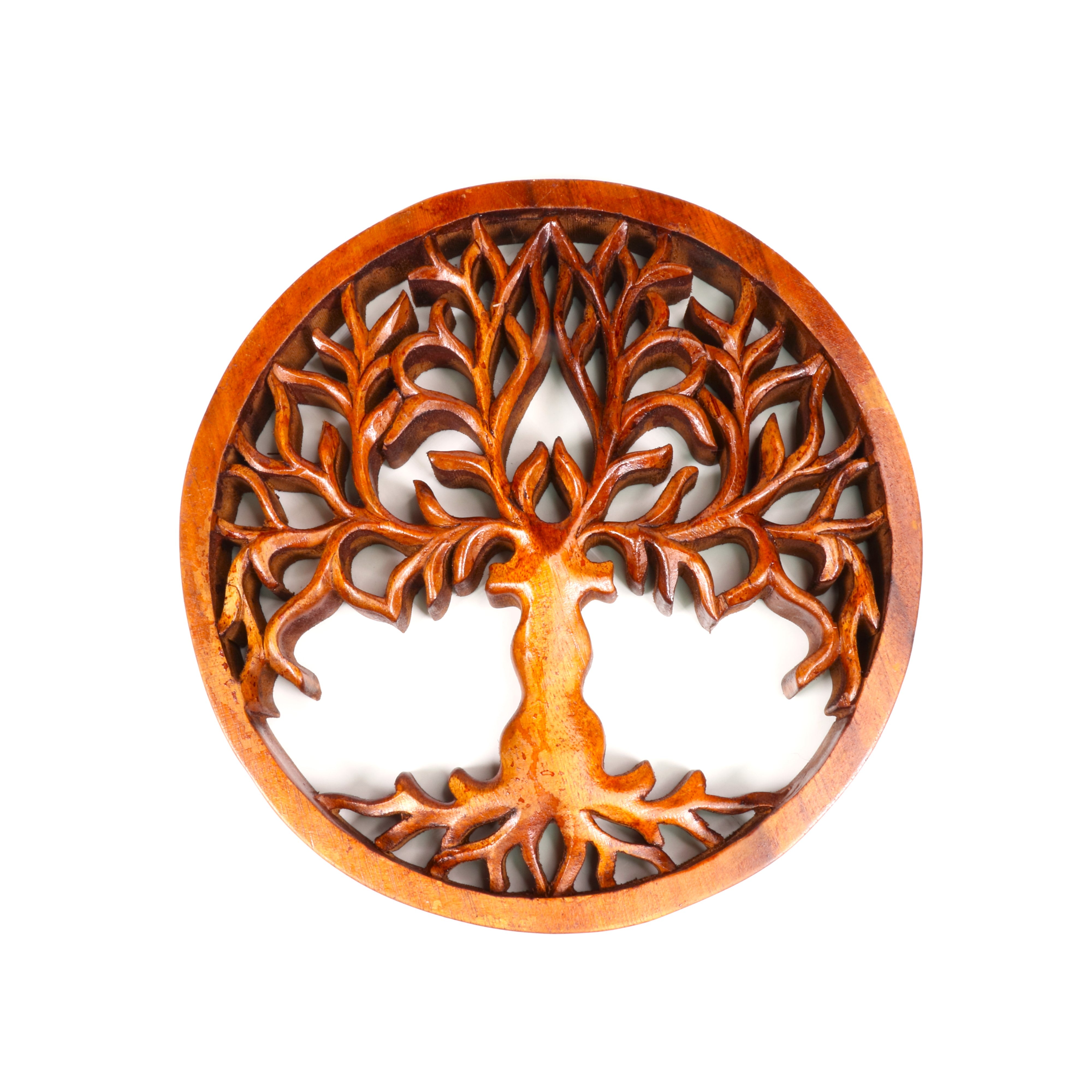 Wood Carved Tree of Life, 8" Inch, #010