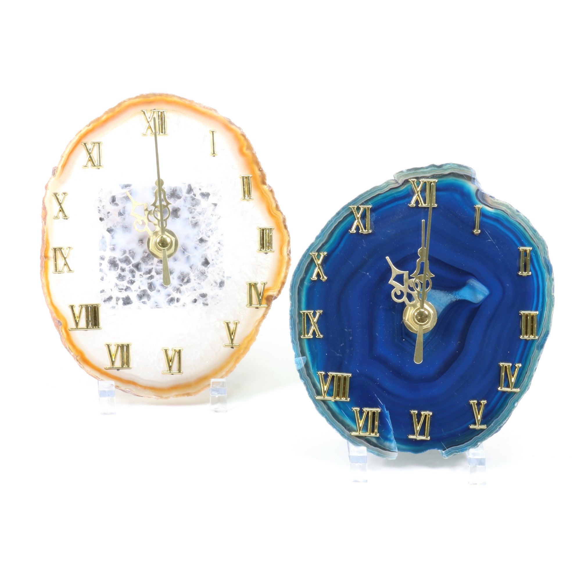 Agate Clock with Plastic Stand, 9"-11" Inch, 1 Piece in a Pack, #004