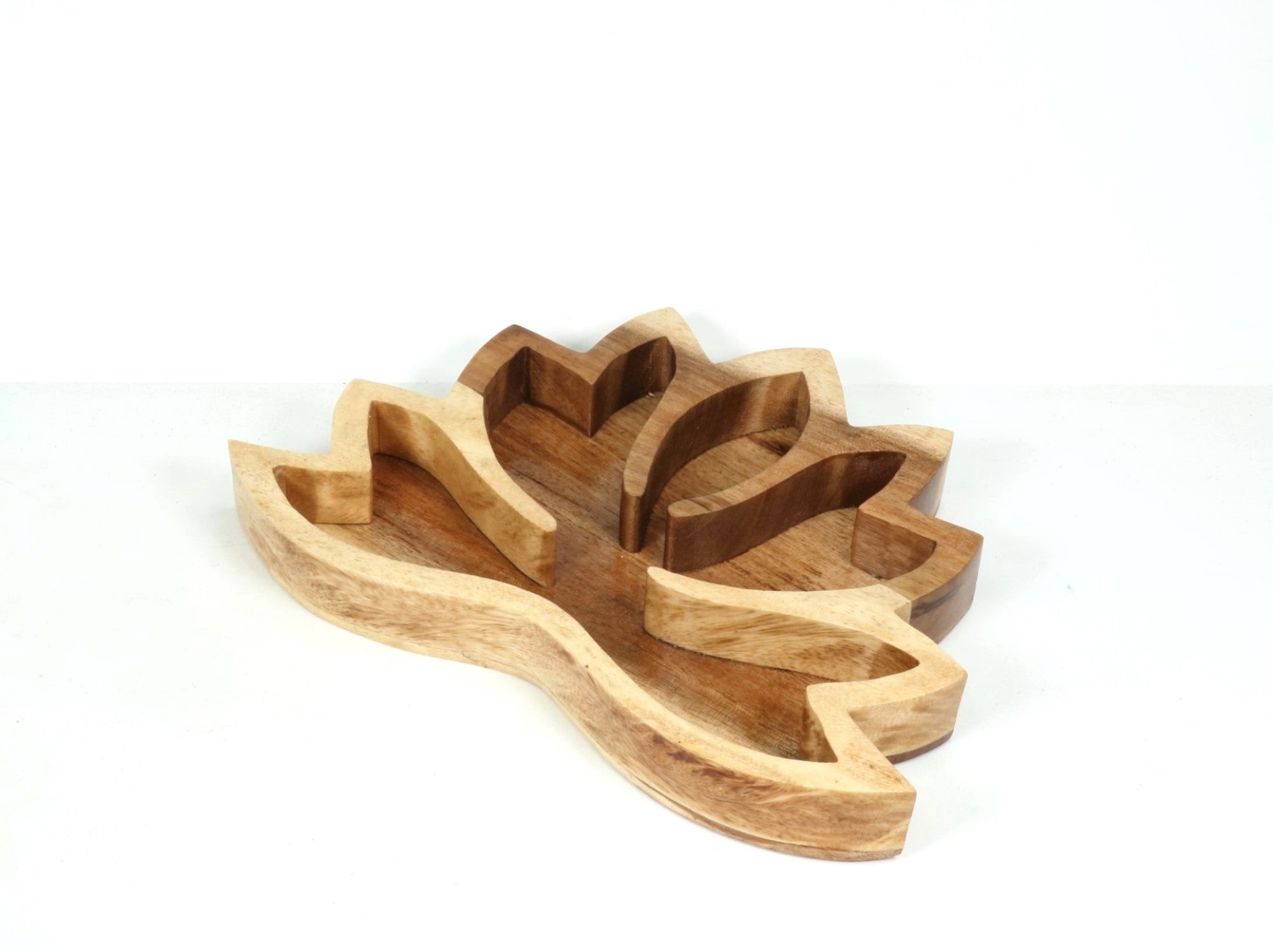 Lotus Flower Wood Bowl,  10" x 7" Inch