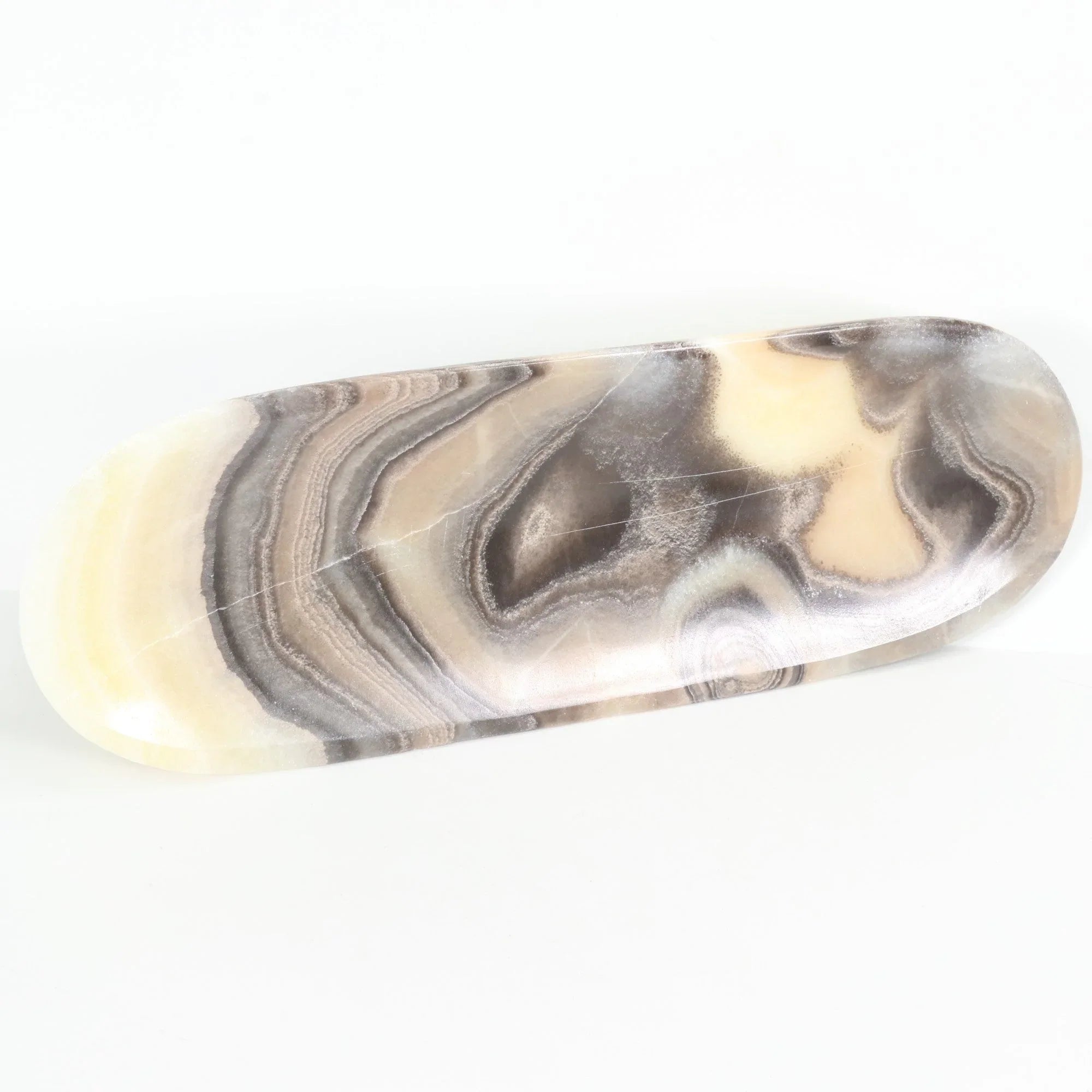 Zebra Calcite Tray, Hand Carved, 14" x 5" Inch, #001