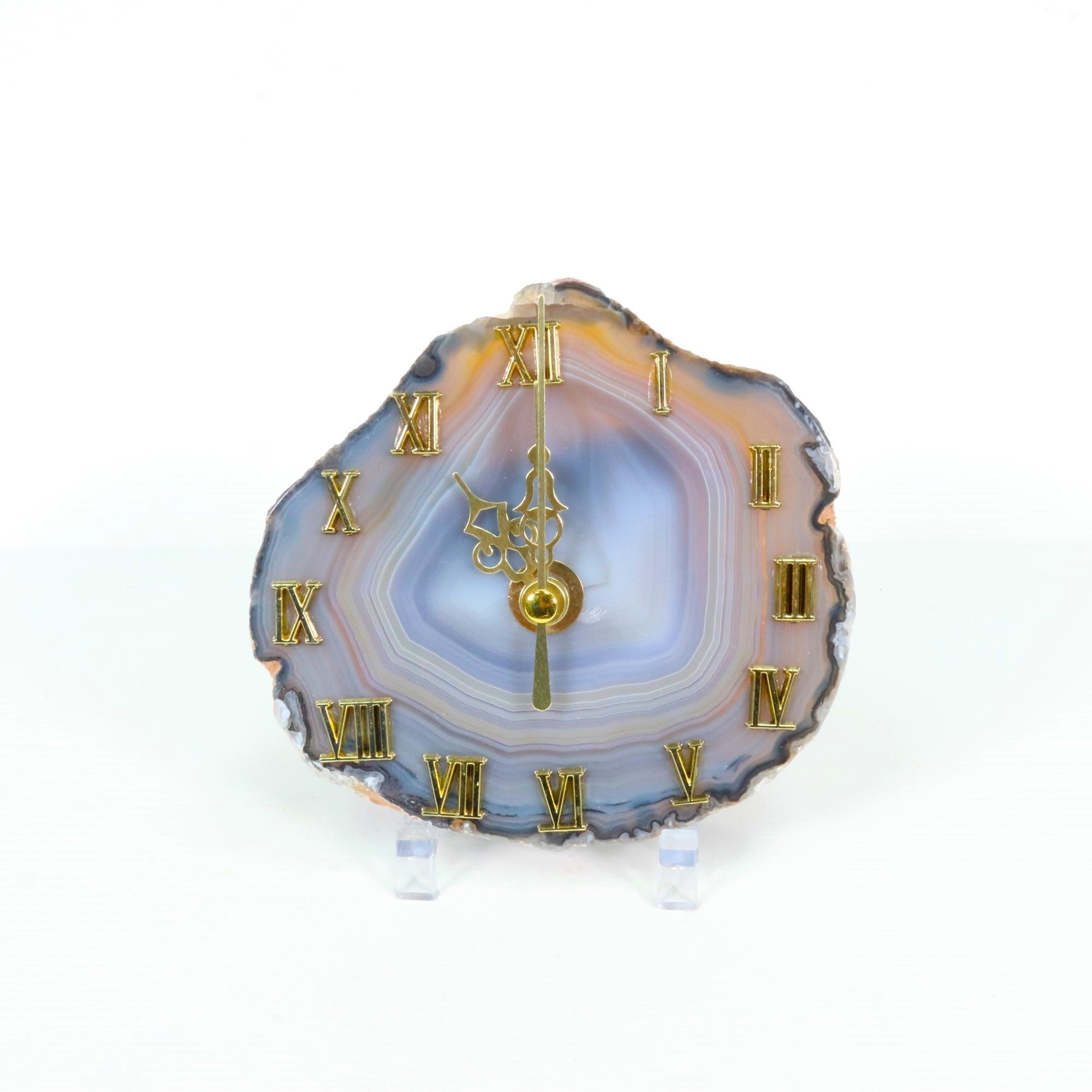 Agate Clock with Plastic Stand, 4"-5" Inch, 5 Pieces in a Pack, #001