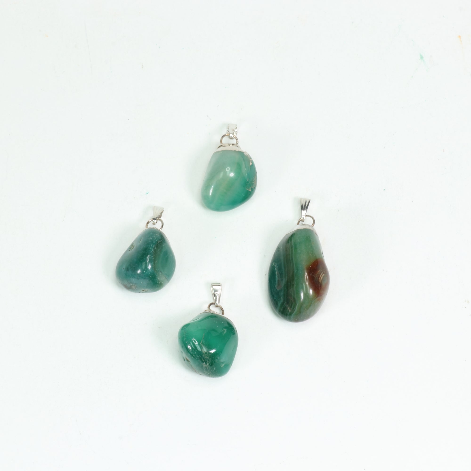 Green Agate Mixed Shape Pendants, 5 Pieces in a Pack, #083