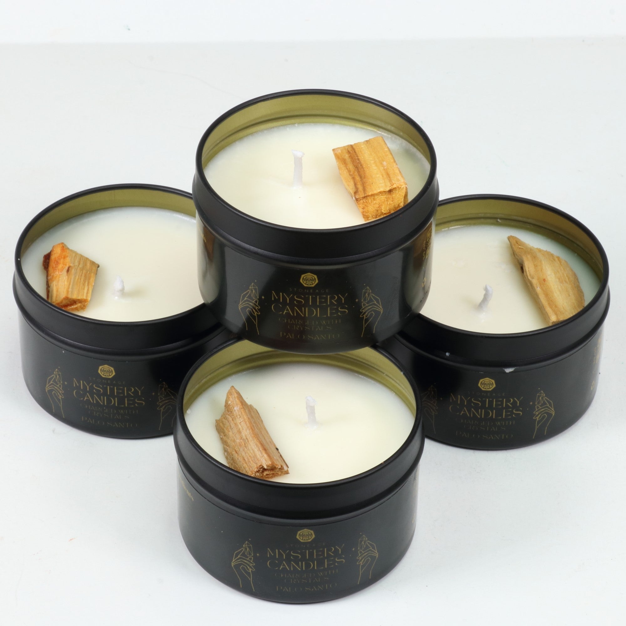 Stoneage Mystery Palo Santo Scented Mini Tin Soy Wax Candles, 10 Pieces in a Pack