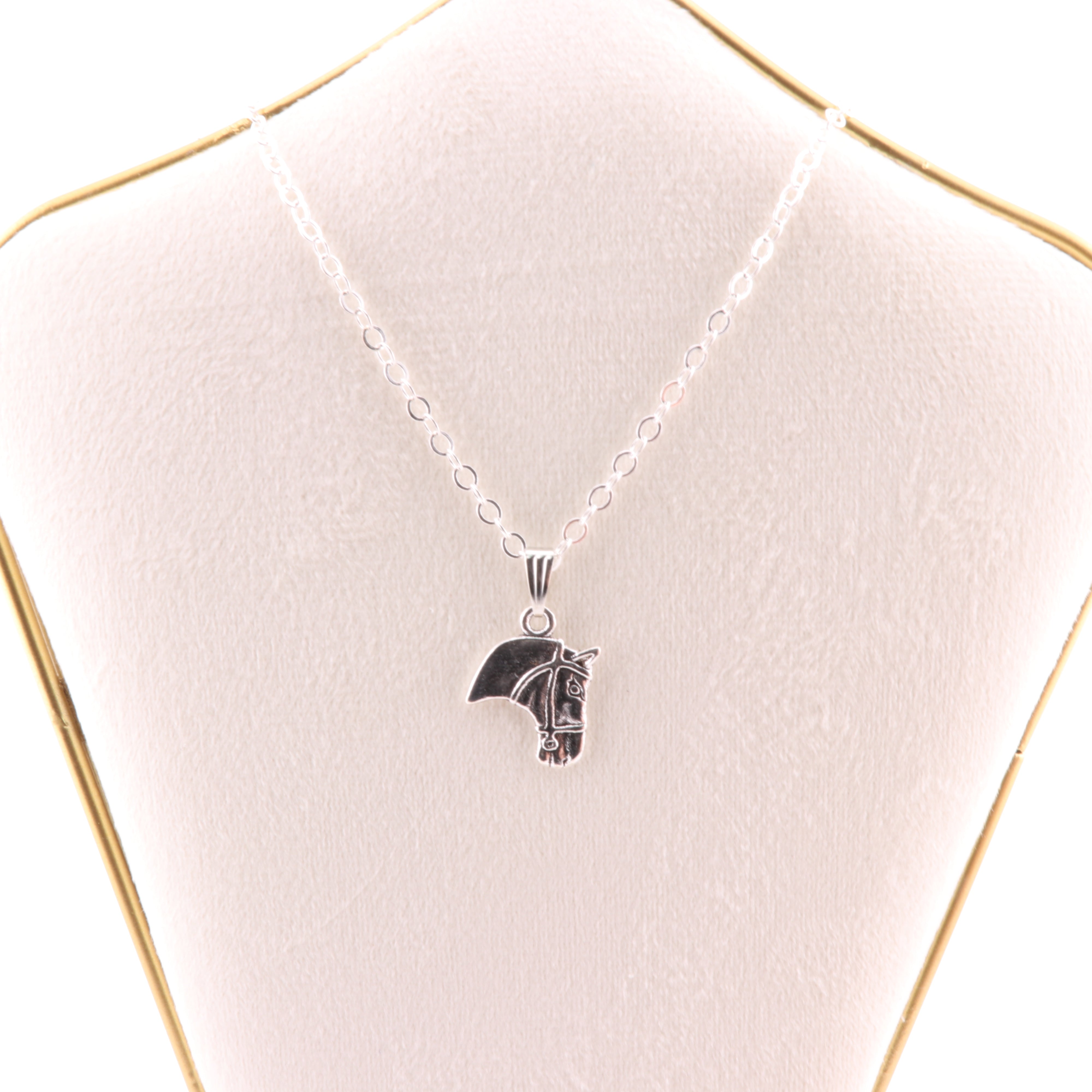 Metal Necklace, with Horse Head Figure Pendant, Silver Color, 5 Pieces in a Pack, #027