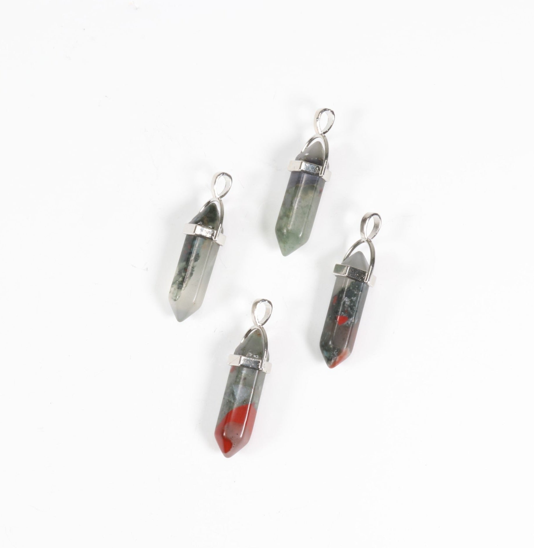 African Blood Stone Point Shape Pendants, 0.30" x 1.5" Inch, 5 Pieces in a Pack, #074